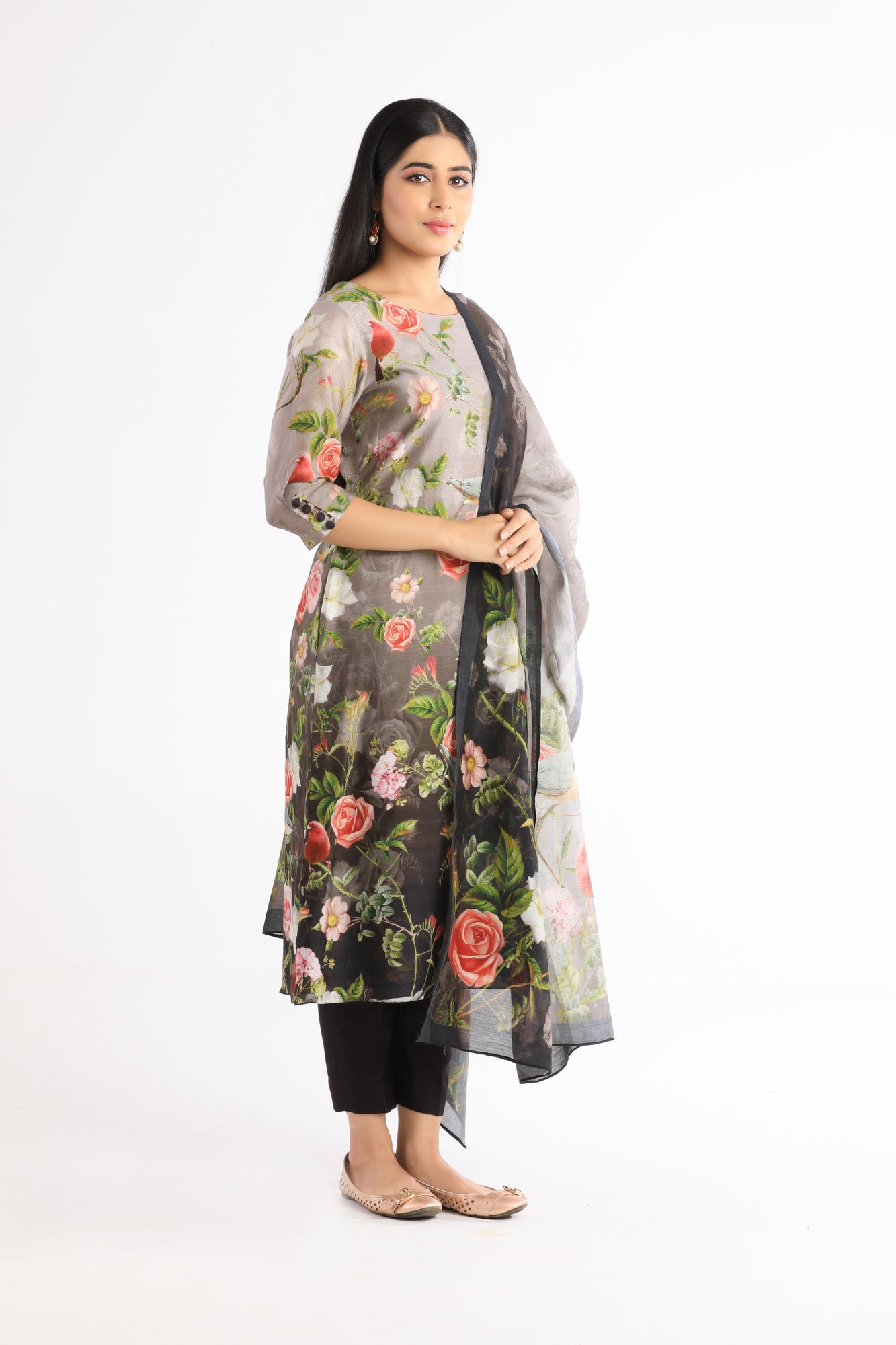 Mishka Black Floral Kurta Set