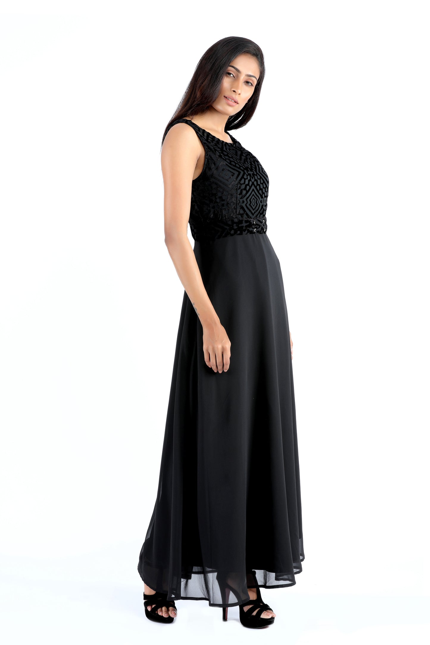 Susan Embroidered Black Dress