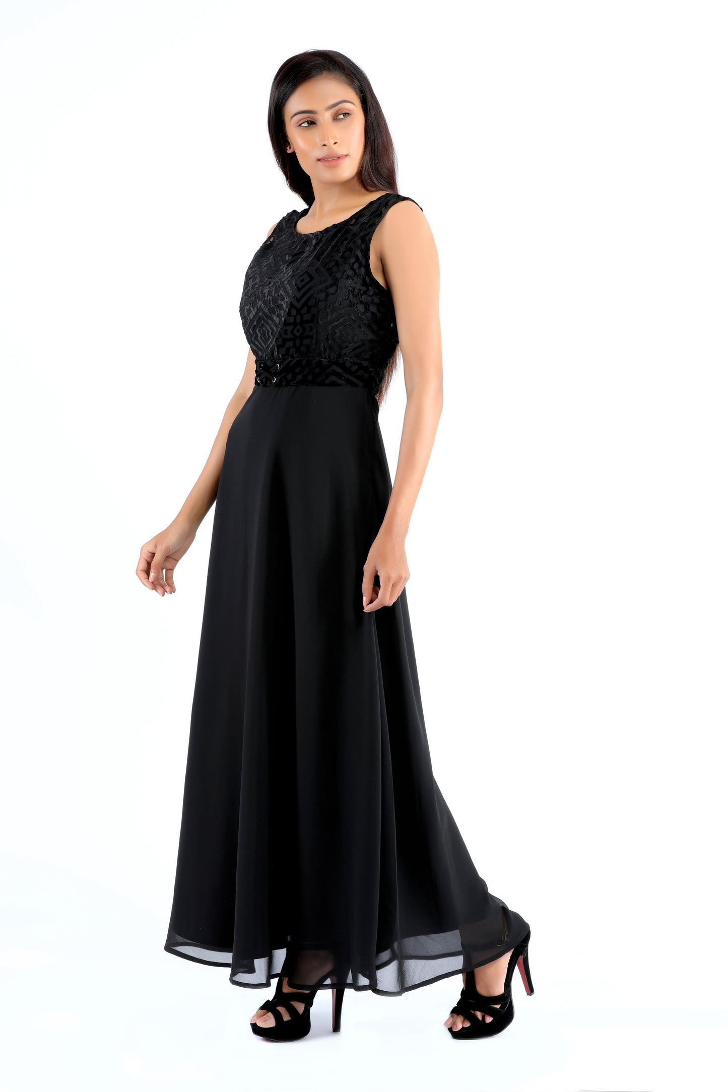Susan Embroidered Black Dress