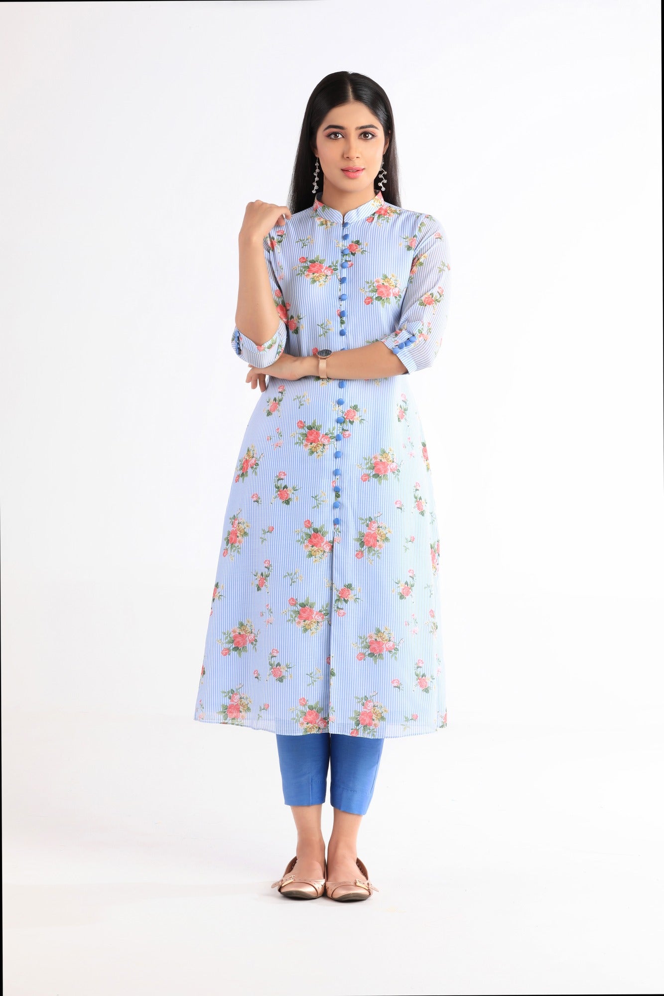 Amaira Blue Floral Kurta Set