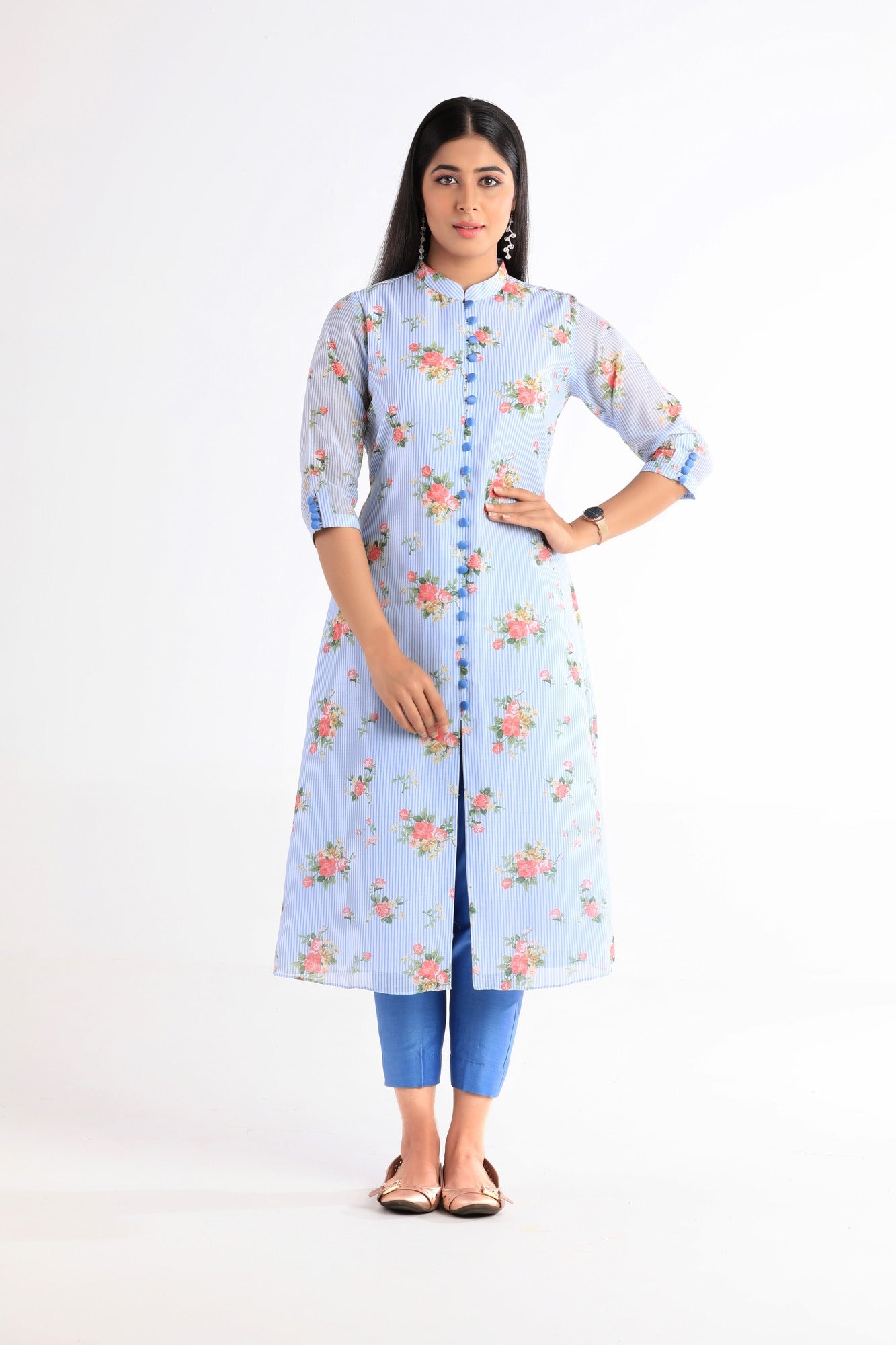 Amaira Blue Floral Kurta Set
