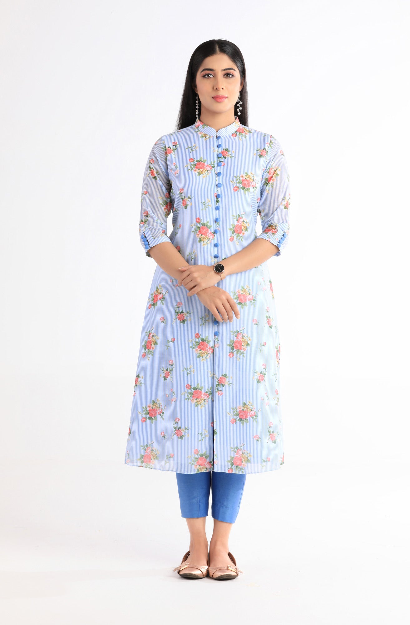 Amaira Blue Floral Kurta Set