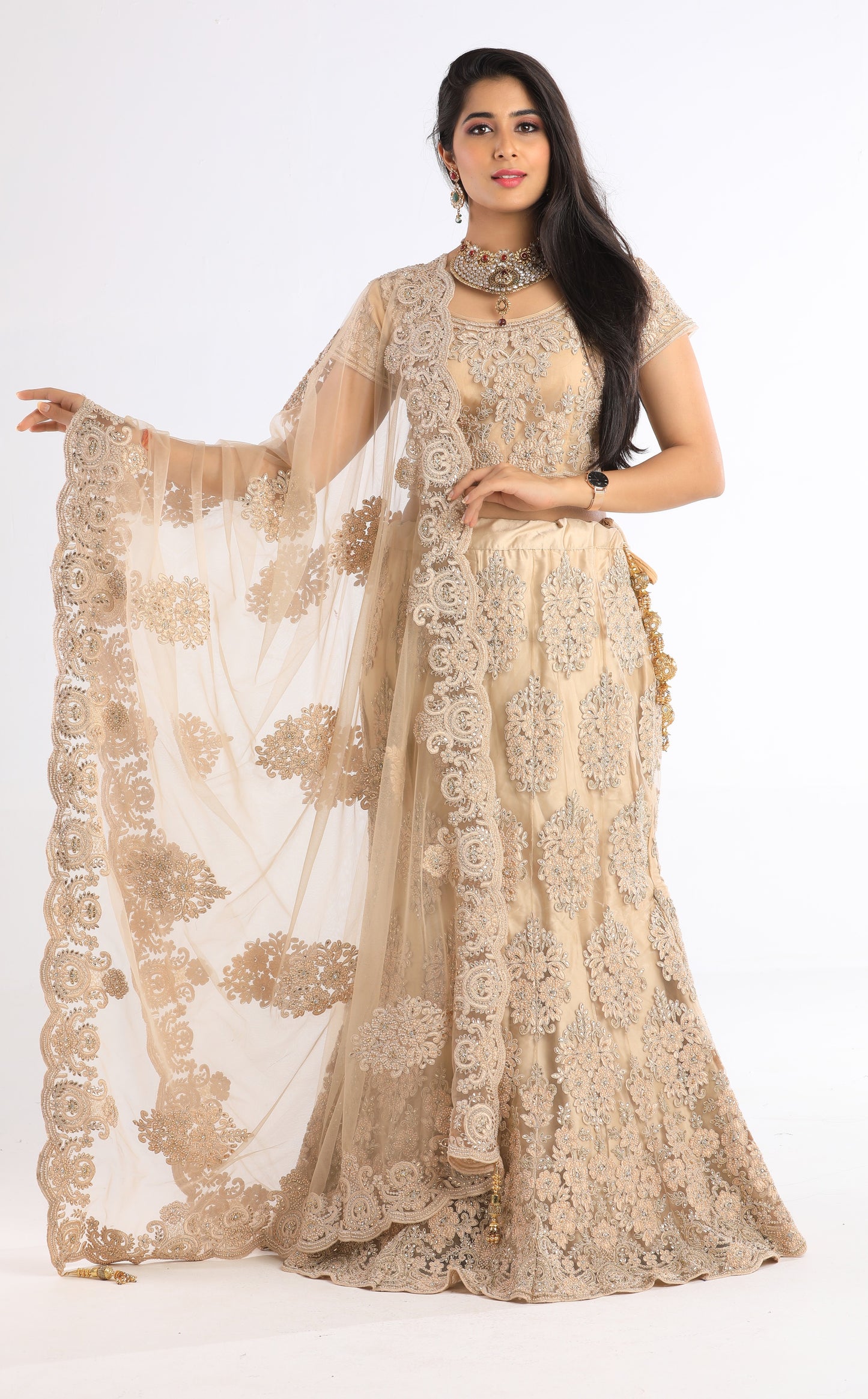Aahna Chocolate Dusted Evening Dress