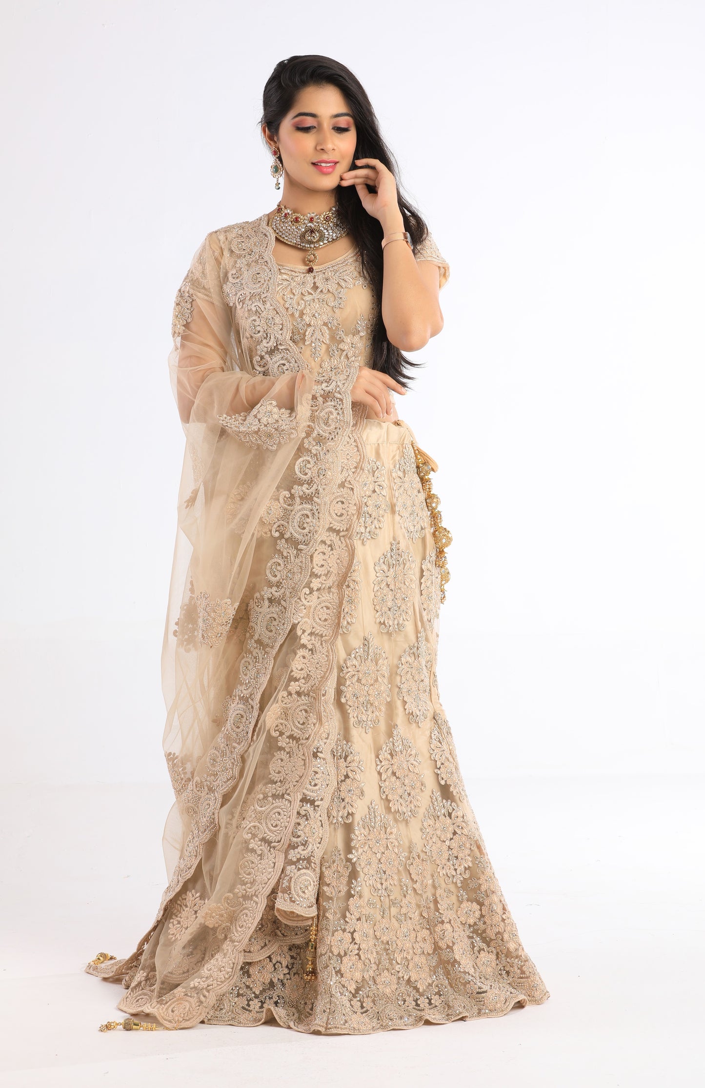 Aahna Chocolate Dusted Evening Dress