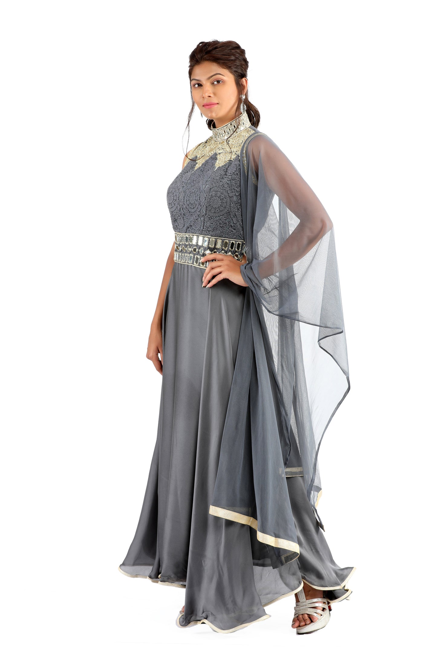 Advak Shimmery Grey and Gold Dress