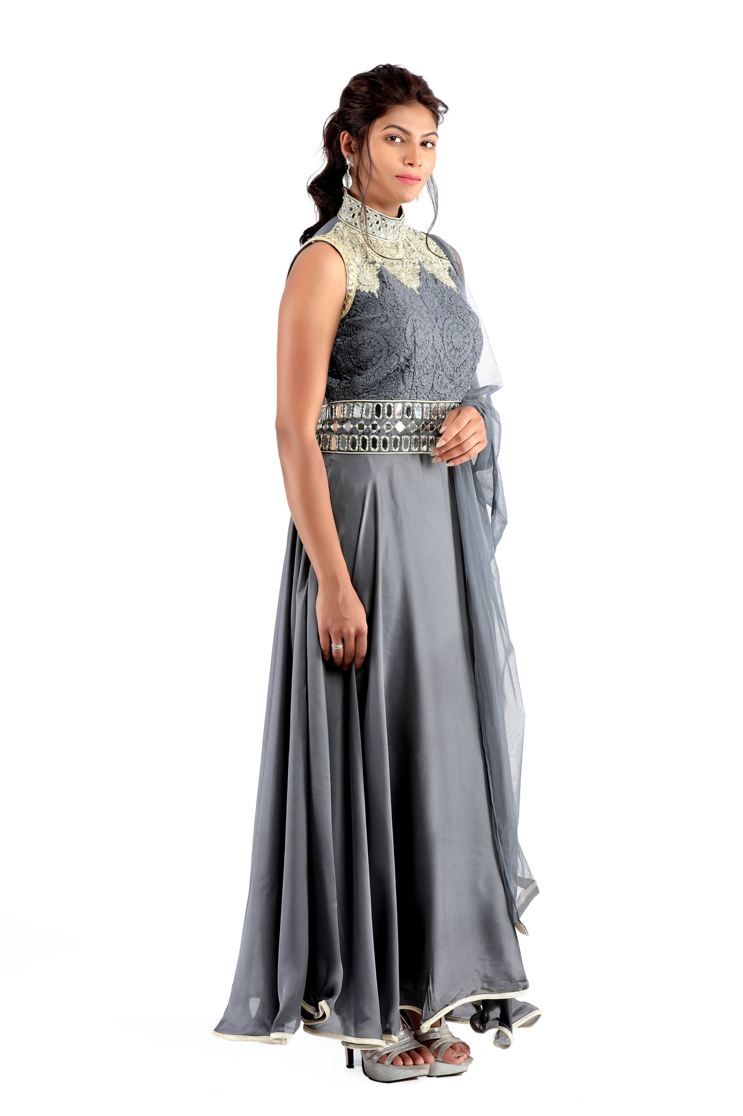 Advak Shimmery Grey and Gold Dress