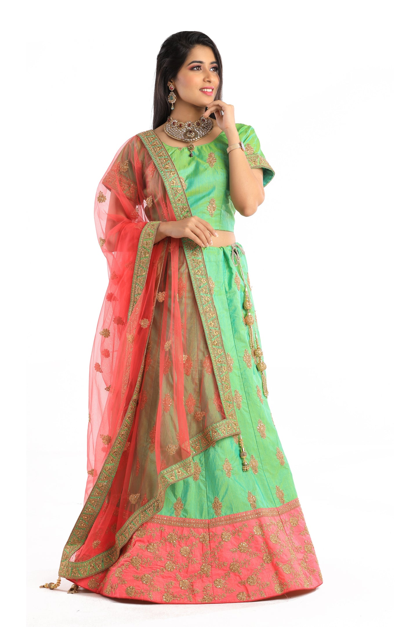 Ishita Green and Pink Lehenga