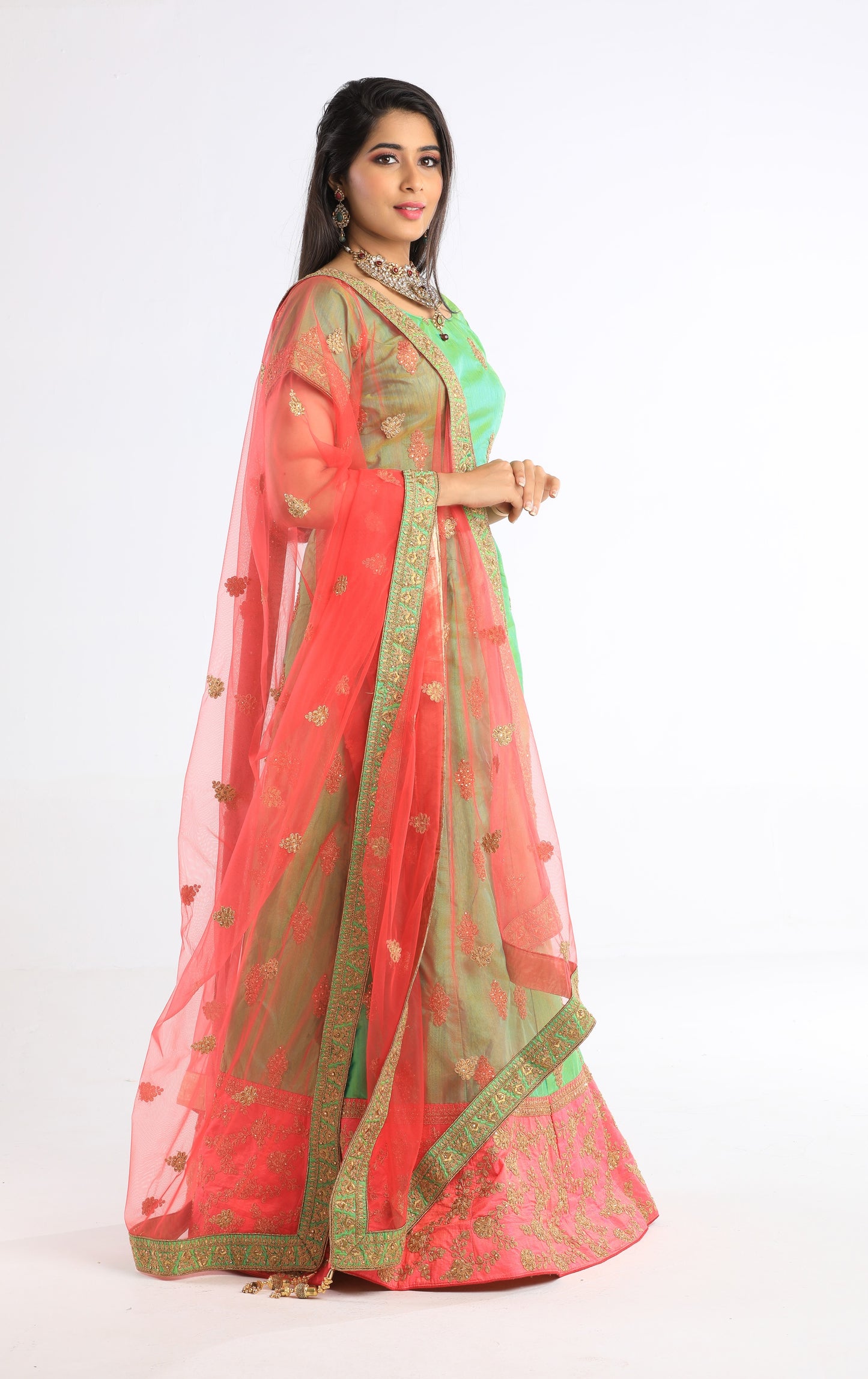 Ishita Green and Pink Lehenga