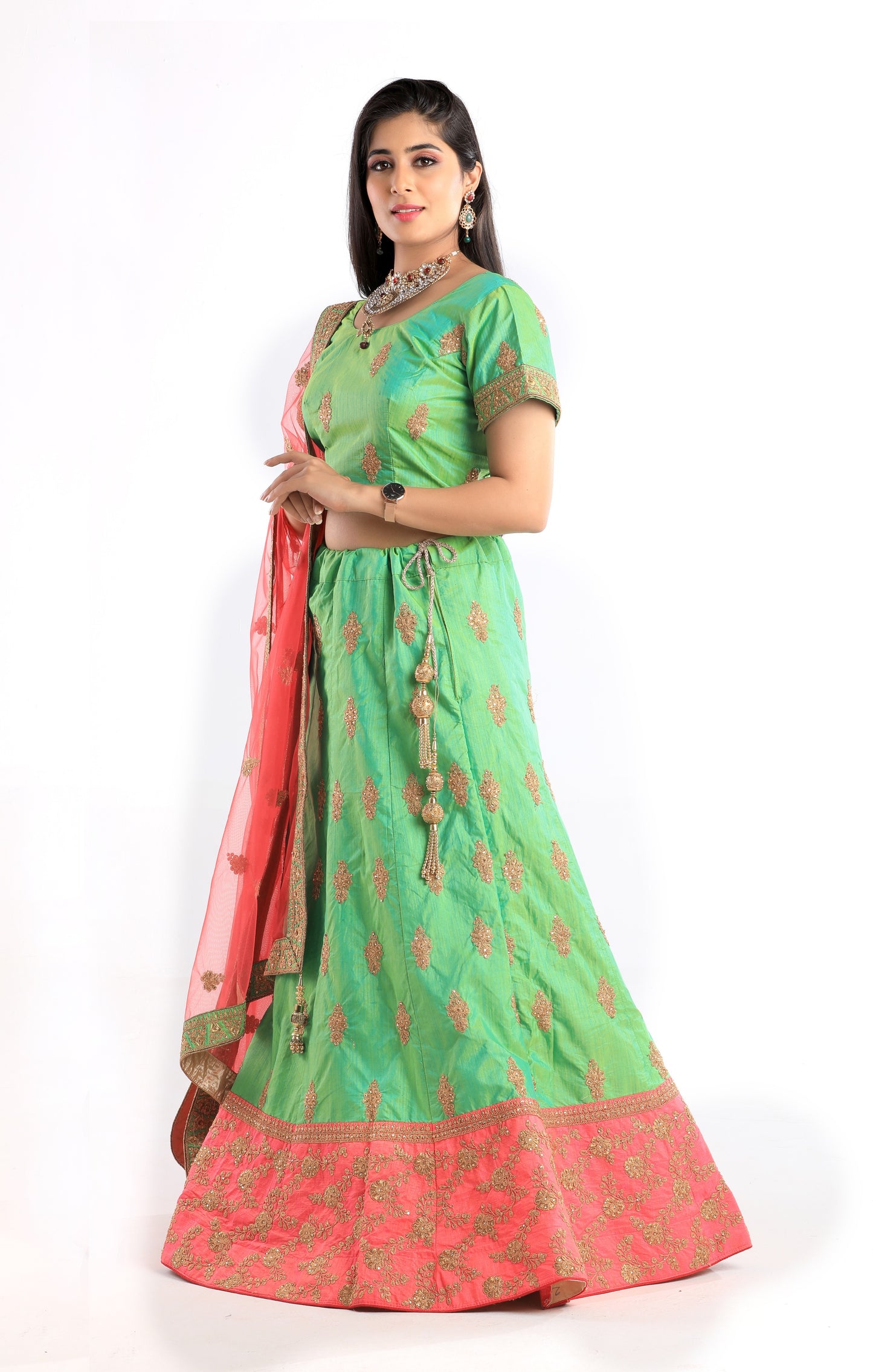 Ishita Green and Pink Lehenga