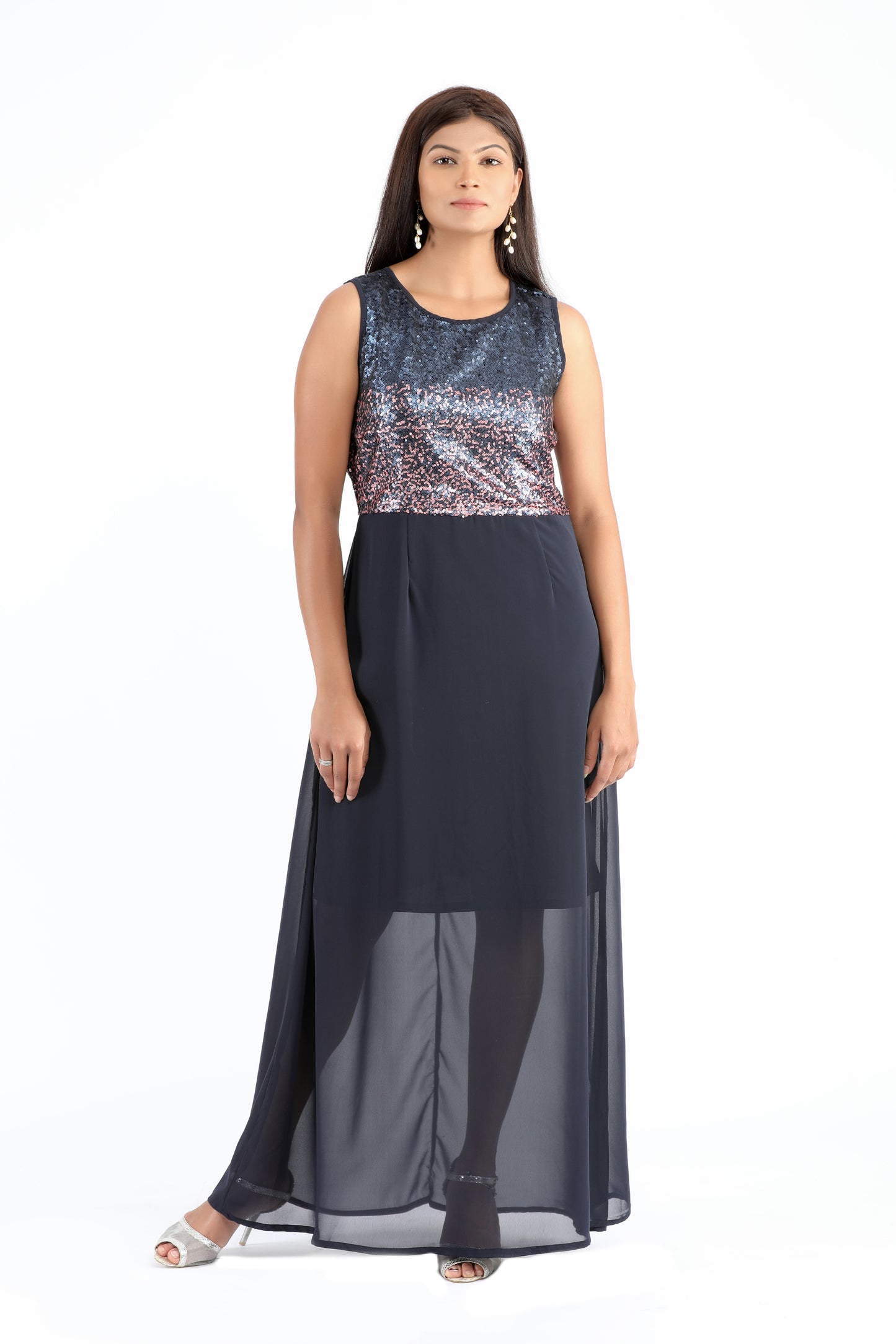 Susan Midnight Blue and Copper Shine Dress