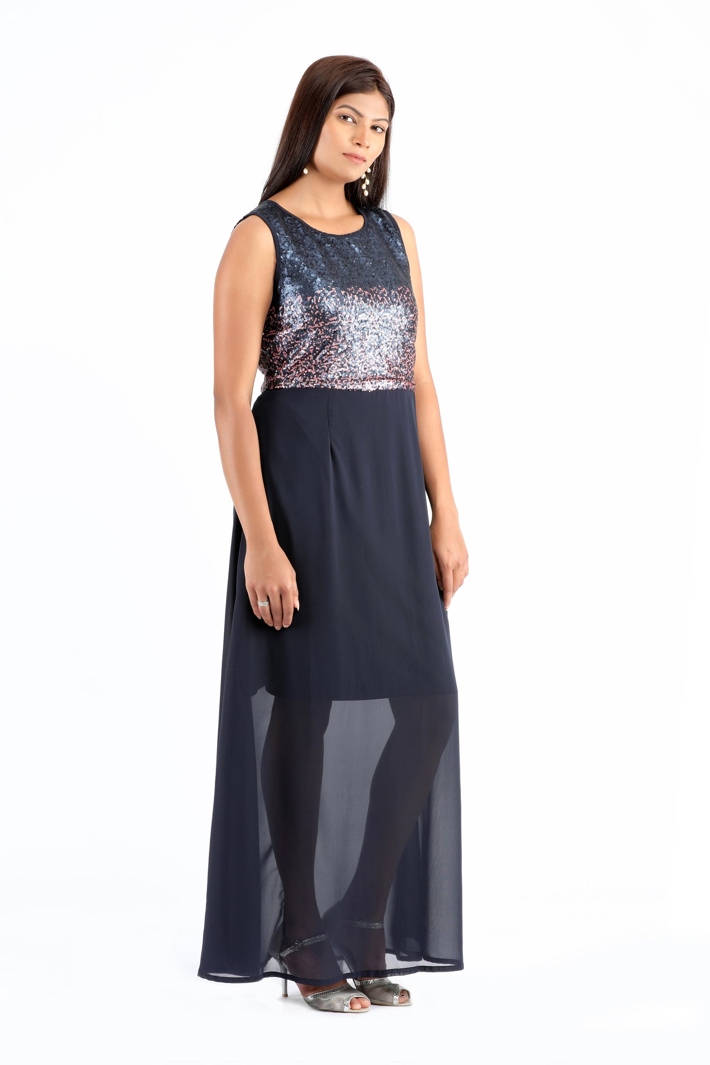Susan Midnight Blue and Copper Shine Dress