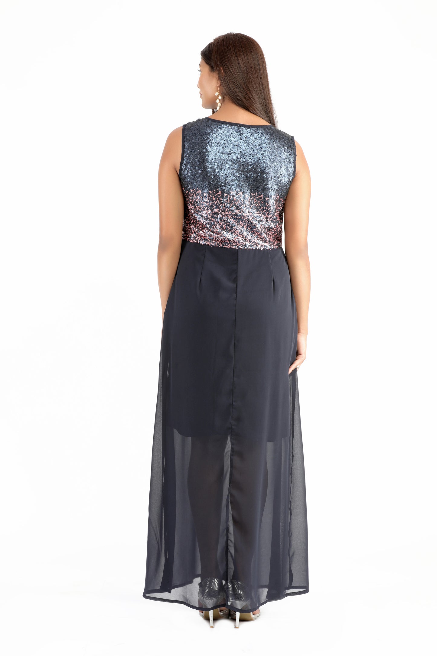 Susan Midnight Blue and Copper Shine Dress