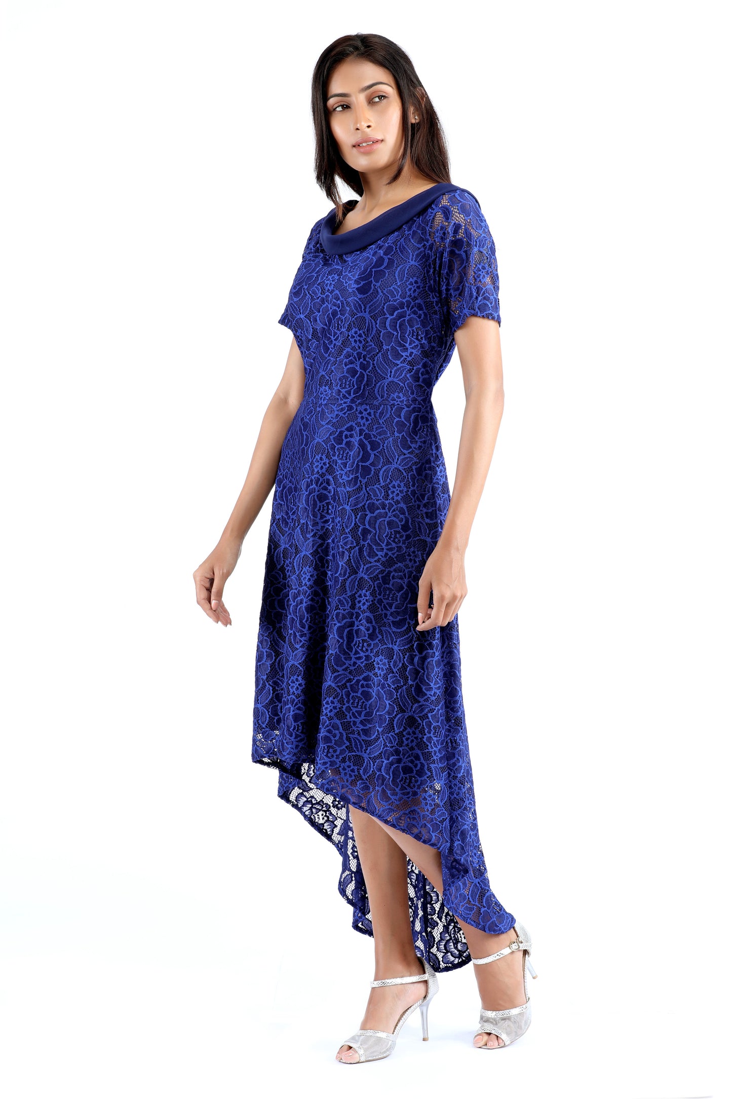 Sandra Hi-lo Blue Lace Dress