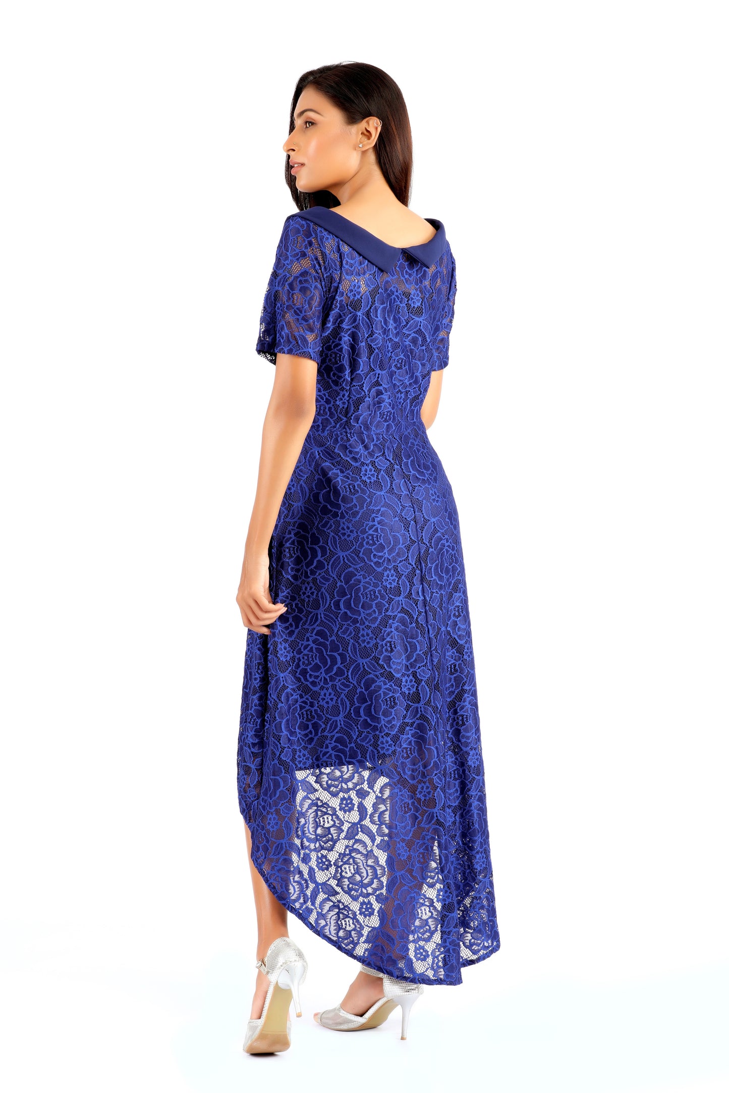 Sandra Hi-lo Blue Lace Dress