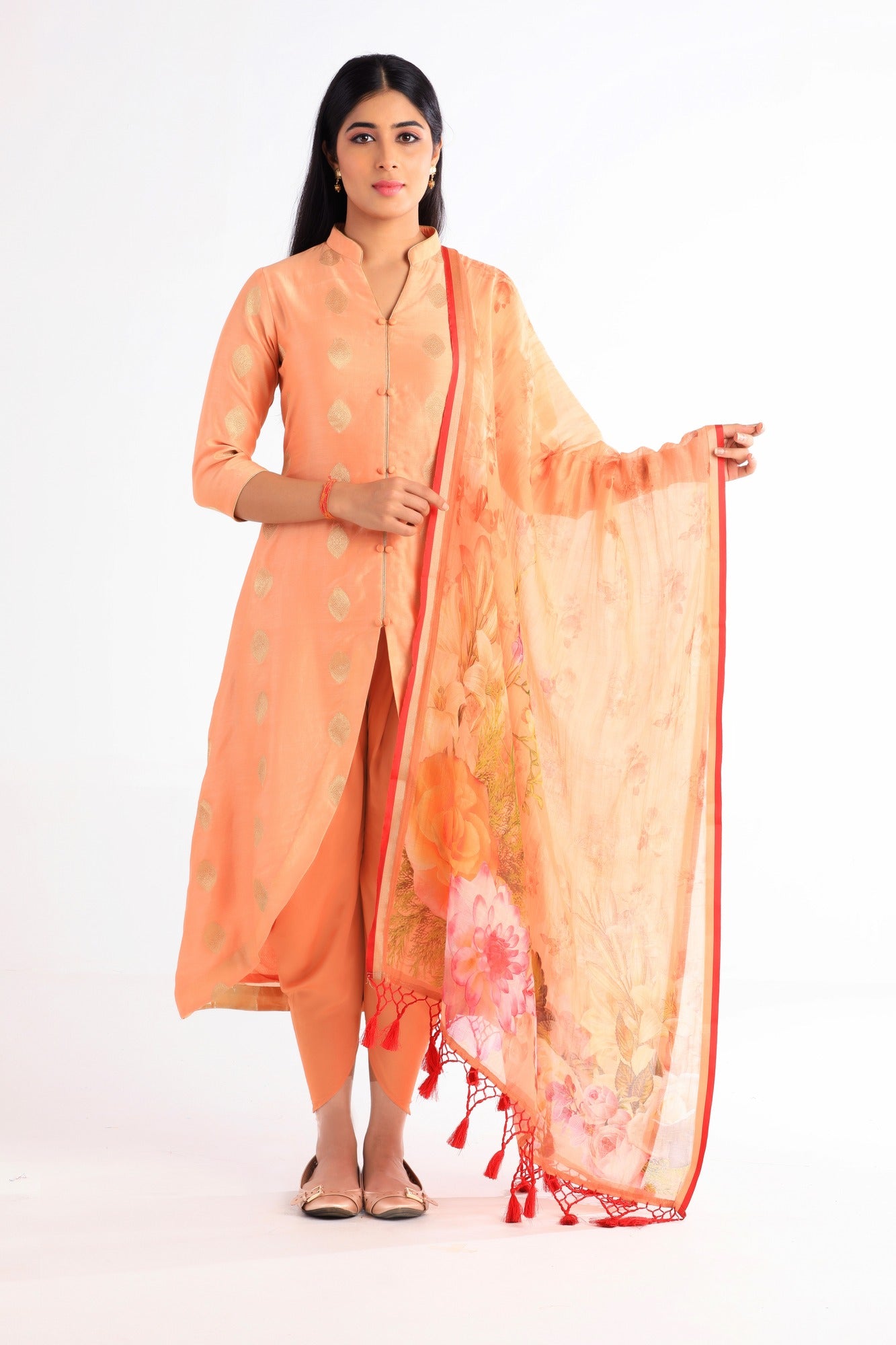 Dhriti Orange Chanderi Kurta Set