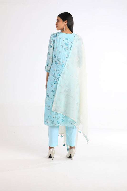 Sahana Pastel Blue Floral Suit