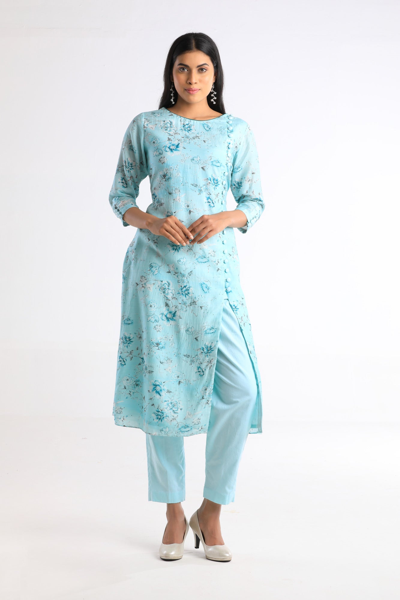Sahana Pastel Blue Floral Suit