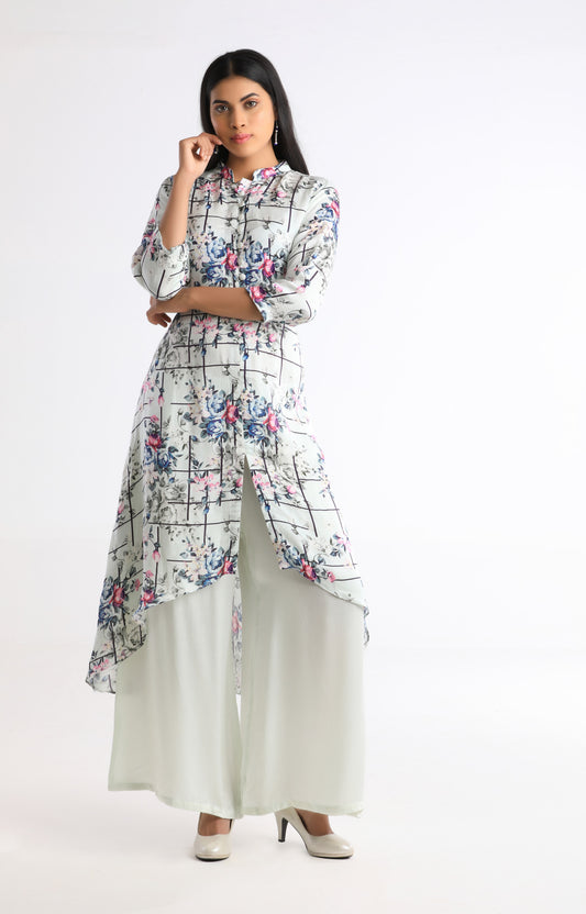 Sneha Pastel Blue Shirtdress suit