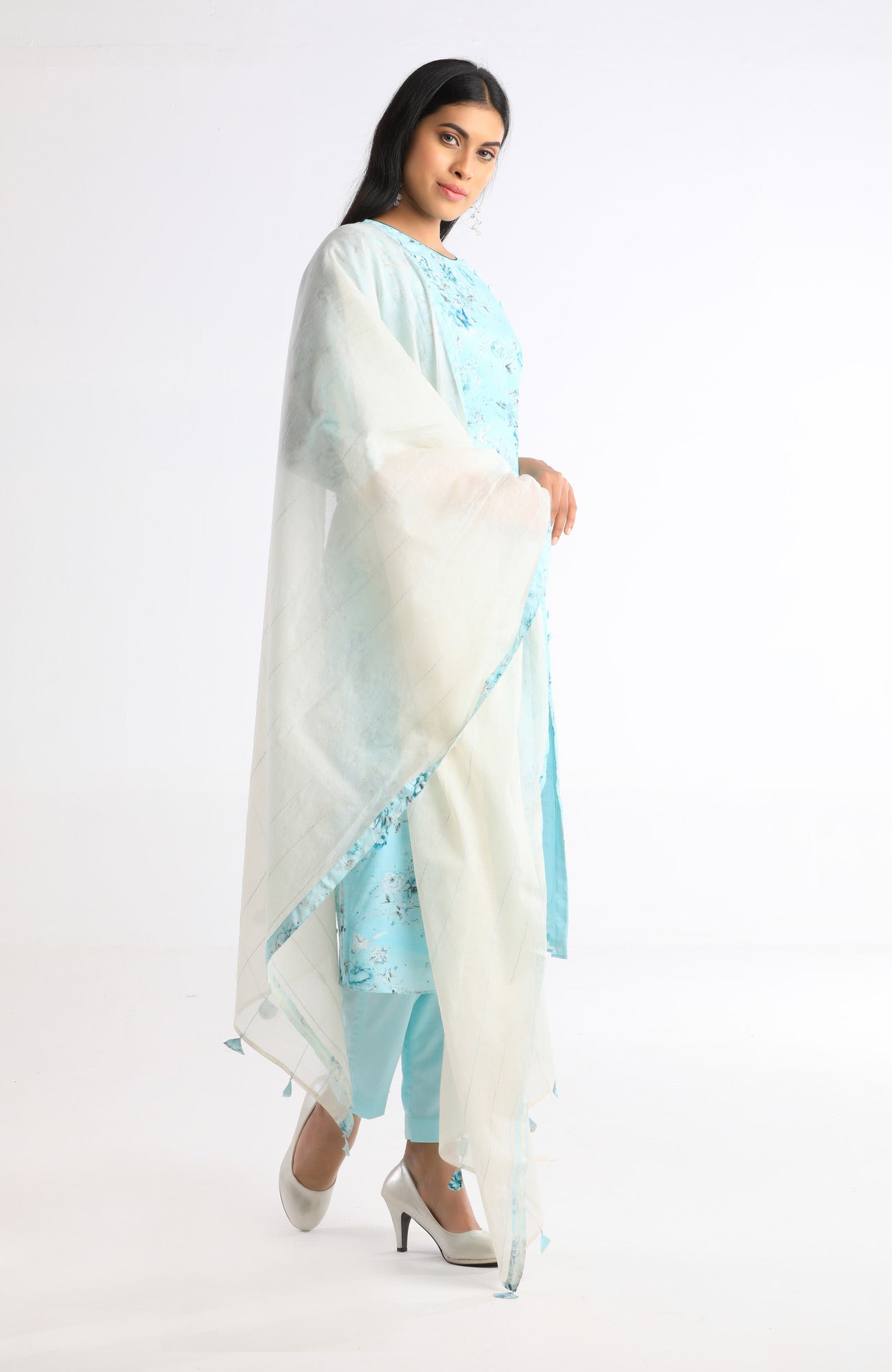Sahana Pastel Blue Floral Suit