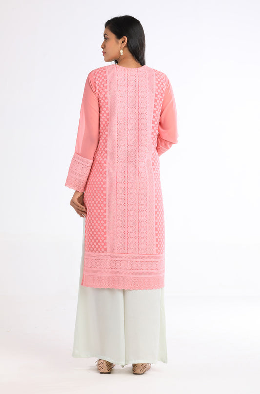 Saira Pink Hand Embroidered Kurta