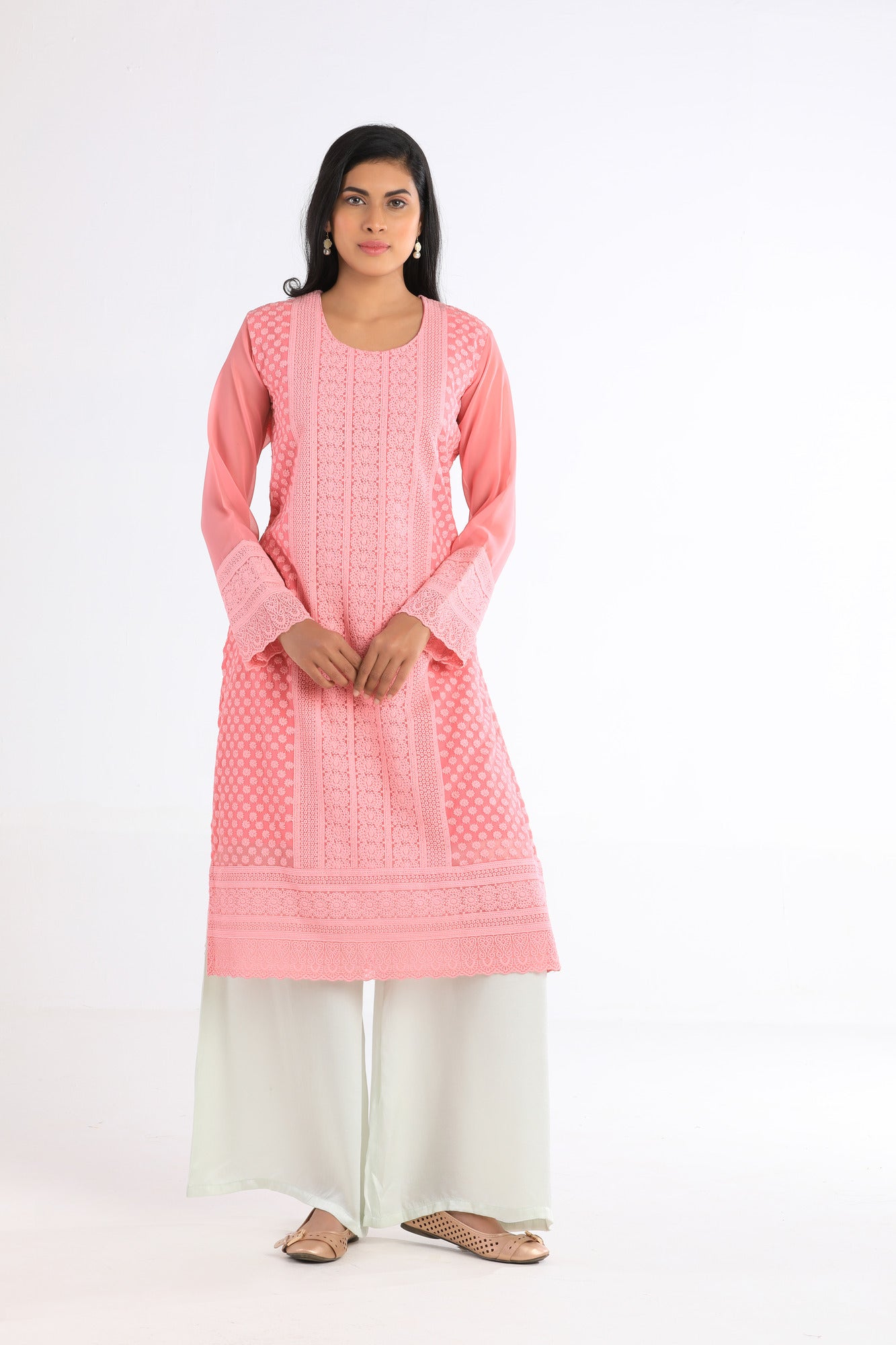 Saira Pink Hand Embroidered Kurta