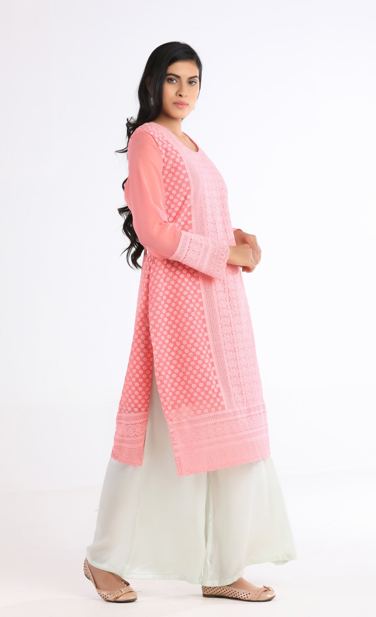 Saira Pink Hand Embroidered Kurta