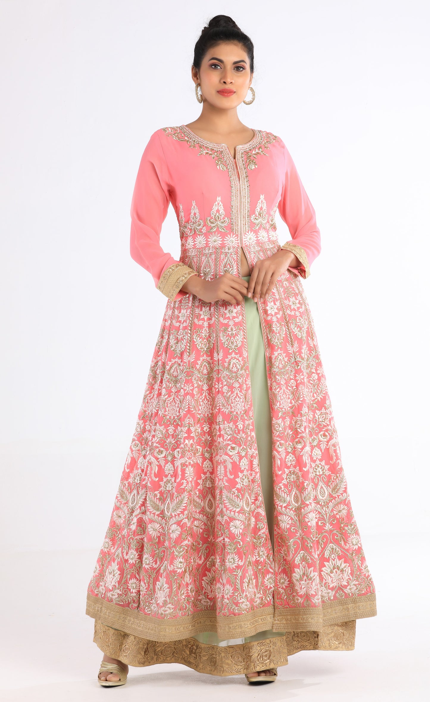 Saheli Pink and Green Lehenga