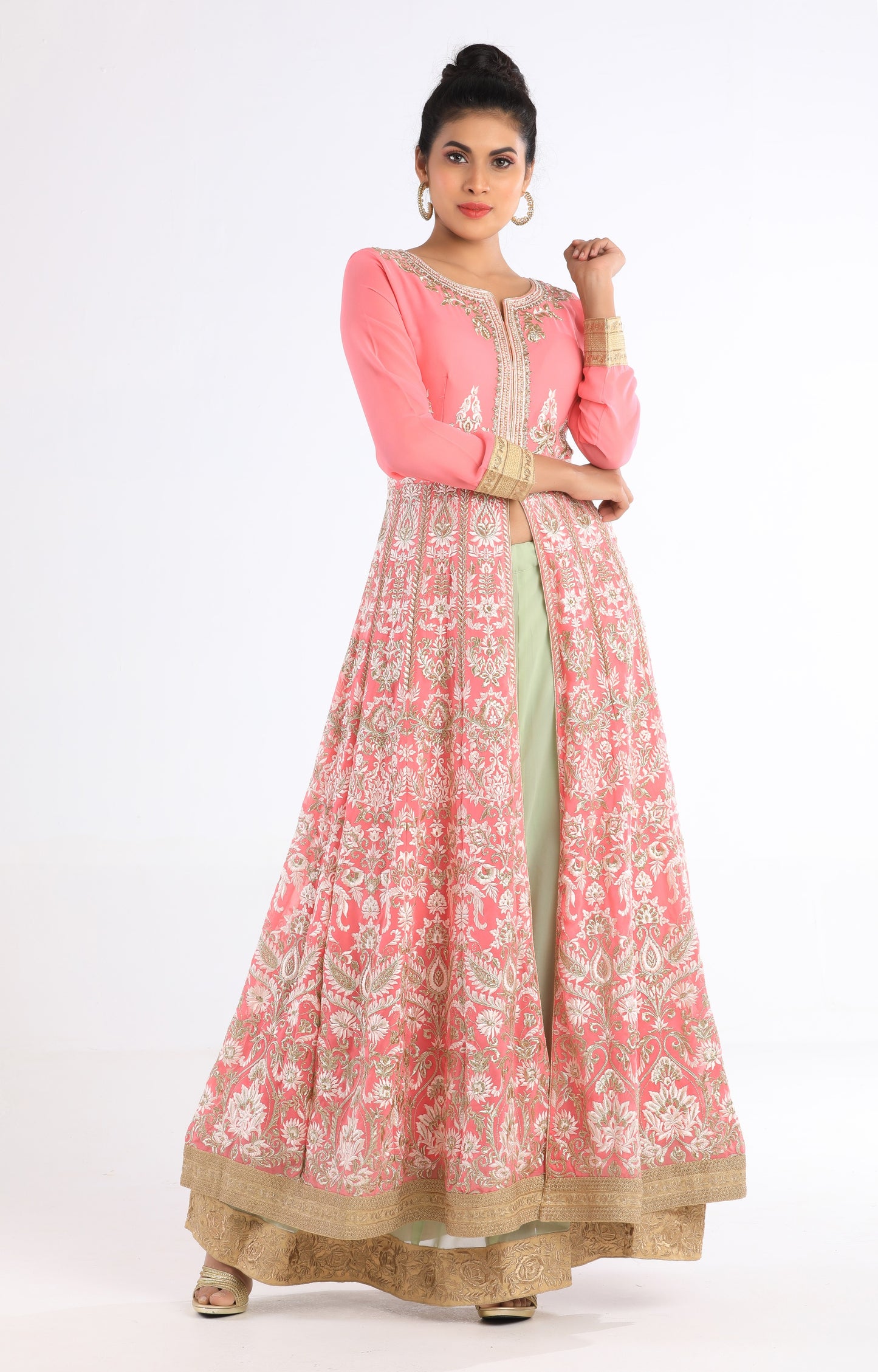Saheli Pink and Green Lehenga