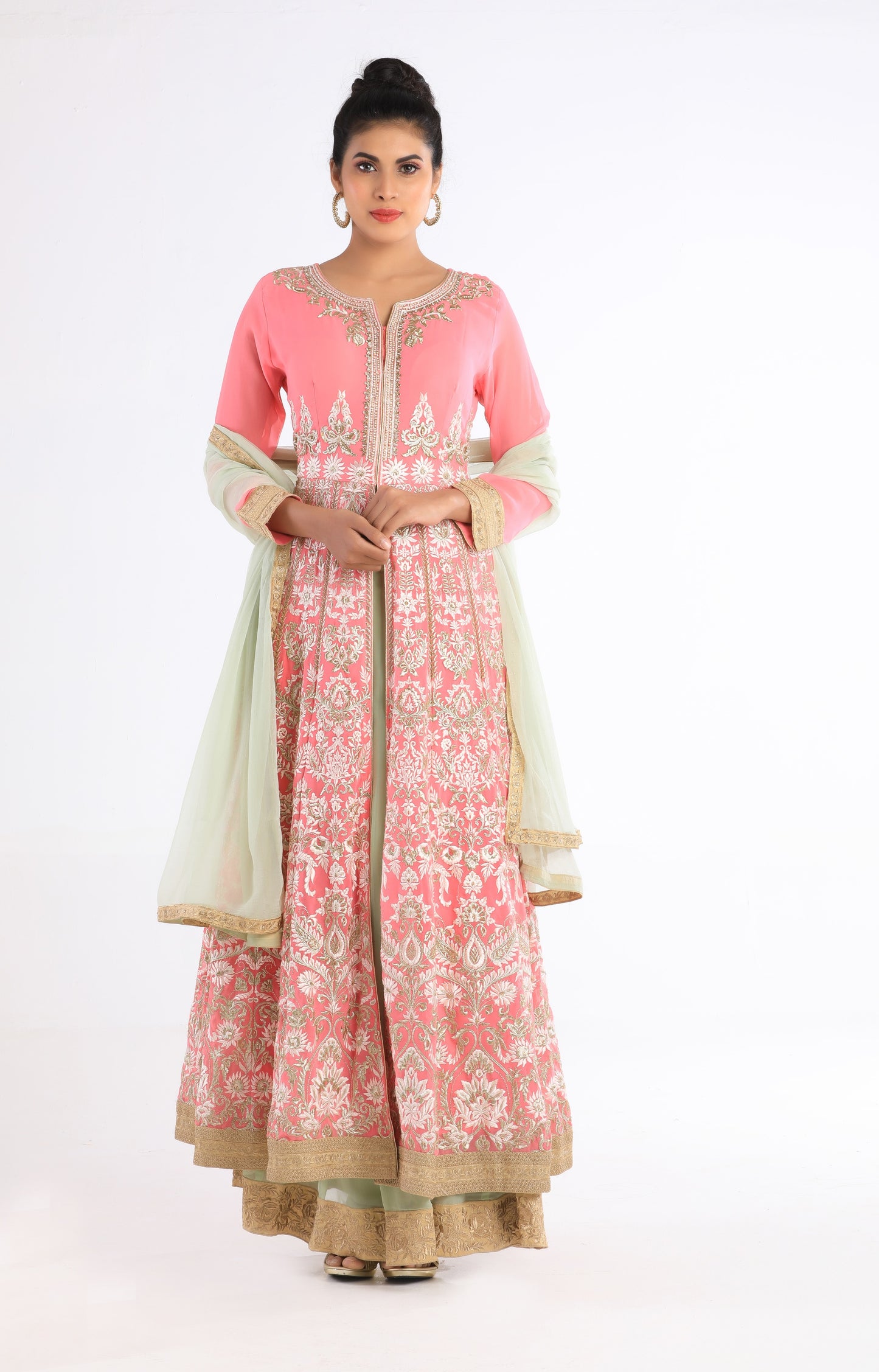 Saheli Pink and Green Lehenga