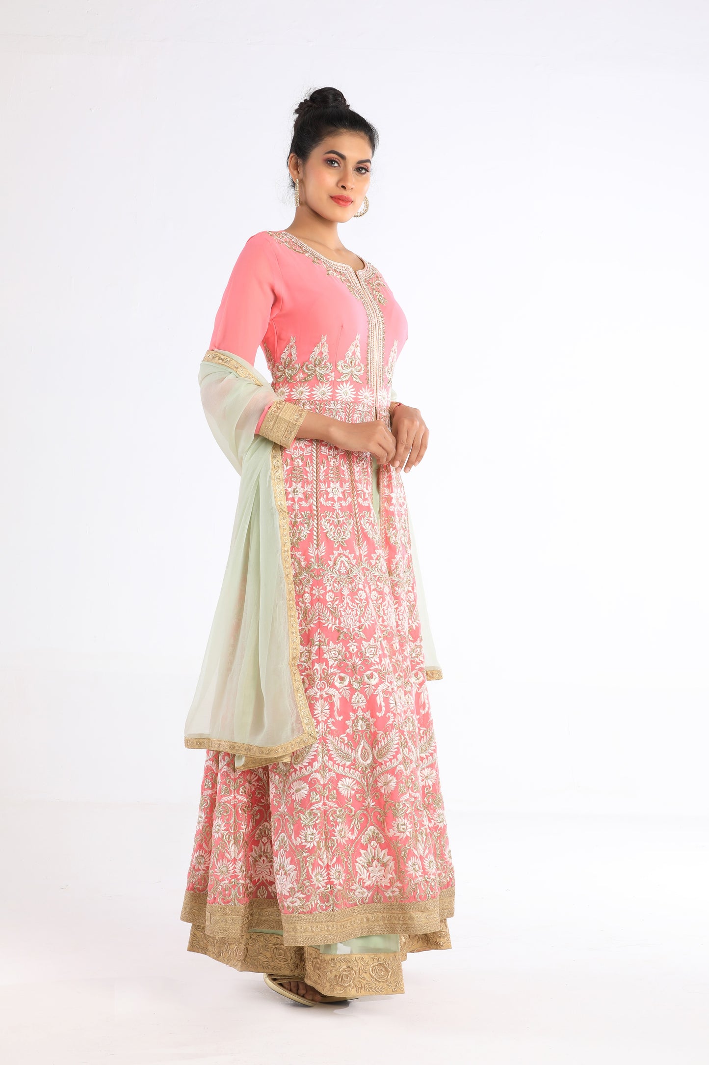 Saheli Pink and Green Lehenga