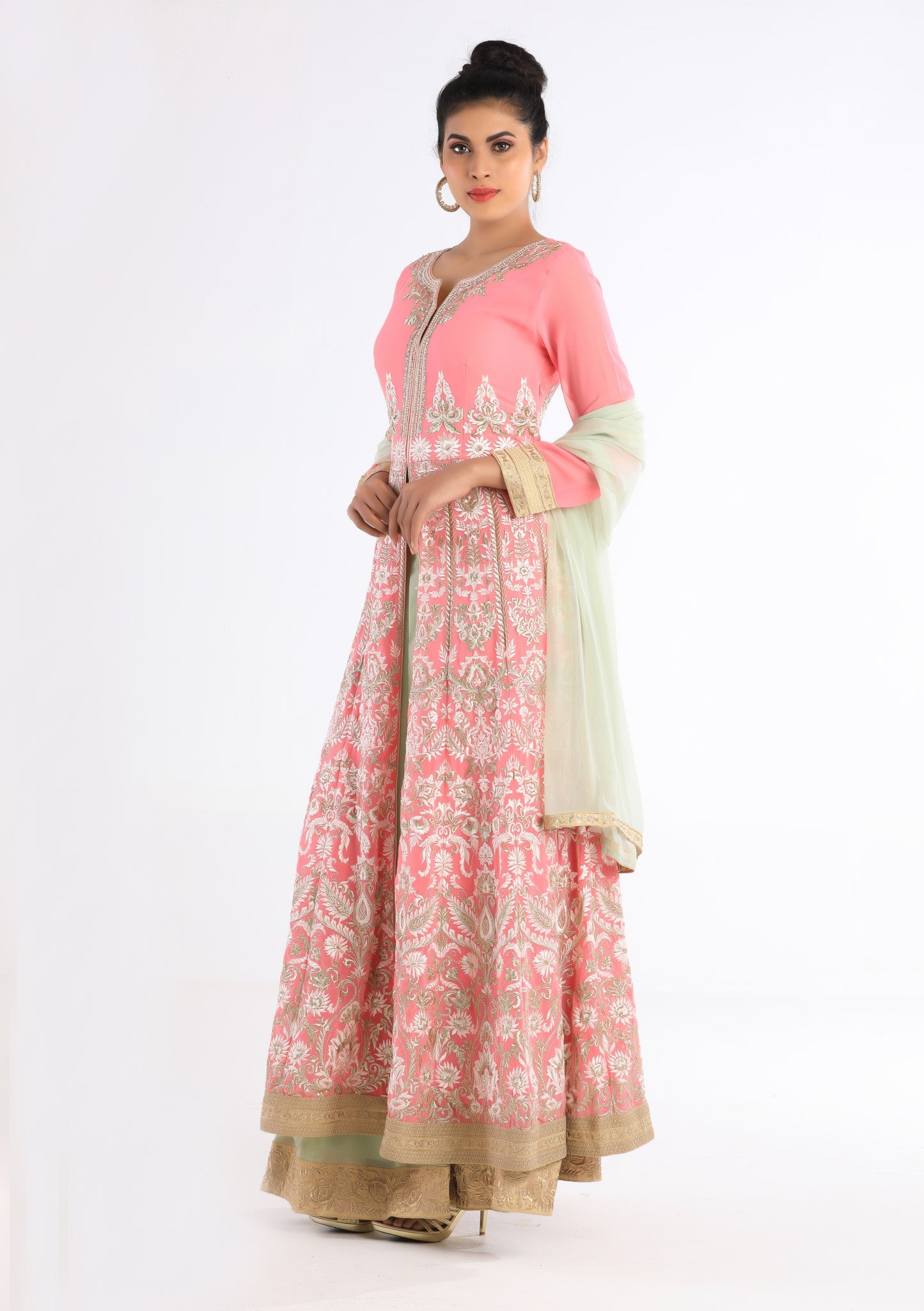 Saheli Pink and Green Lehenga