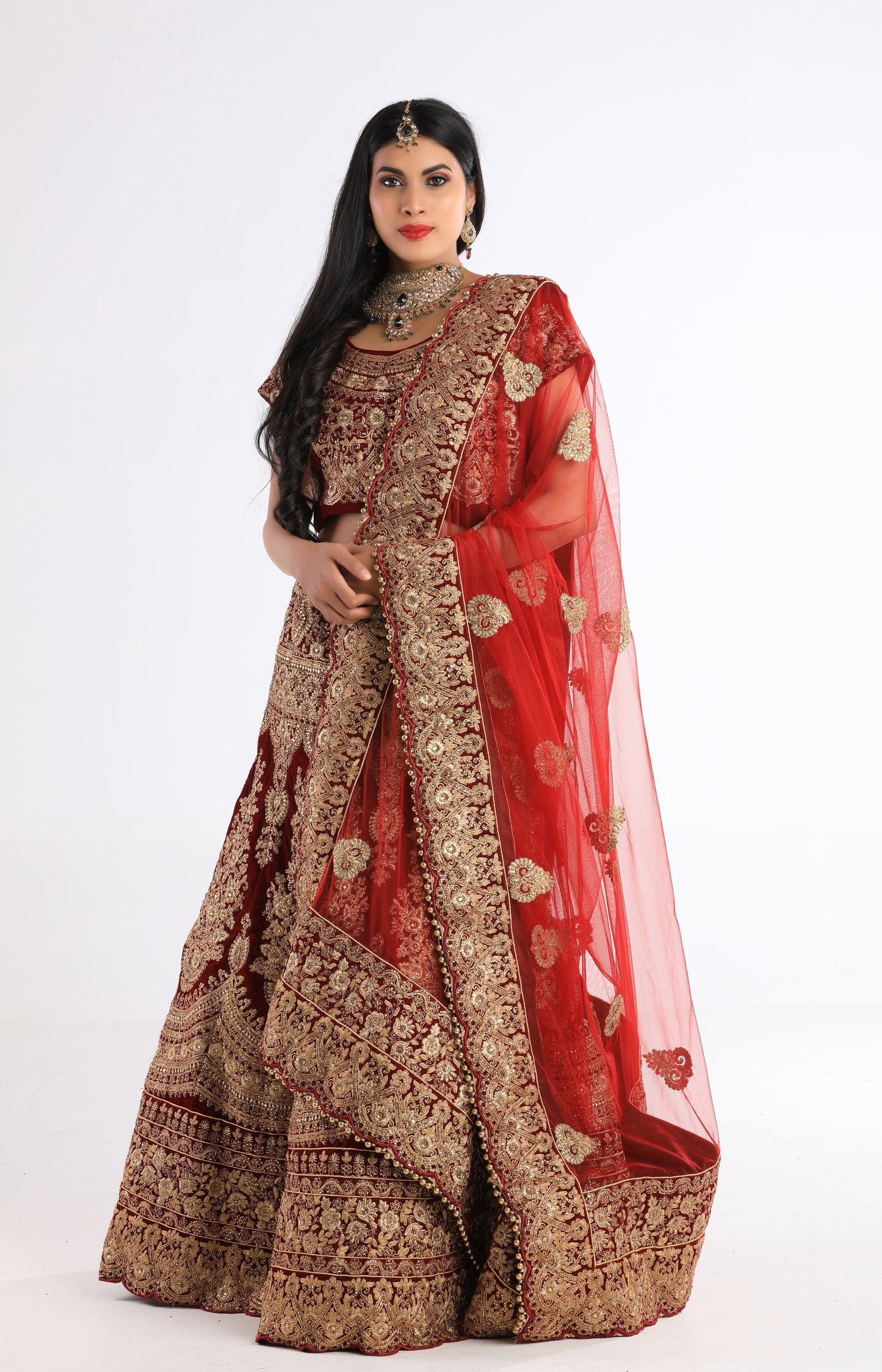 Rani Blood Red Lehenga