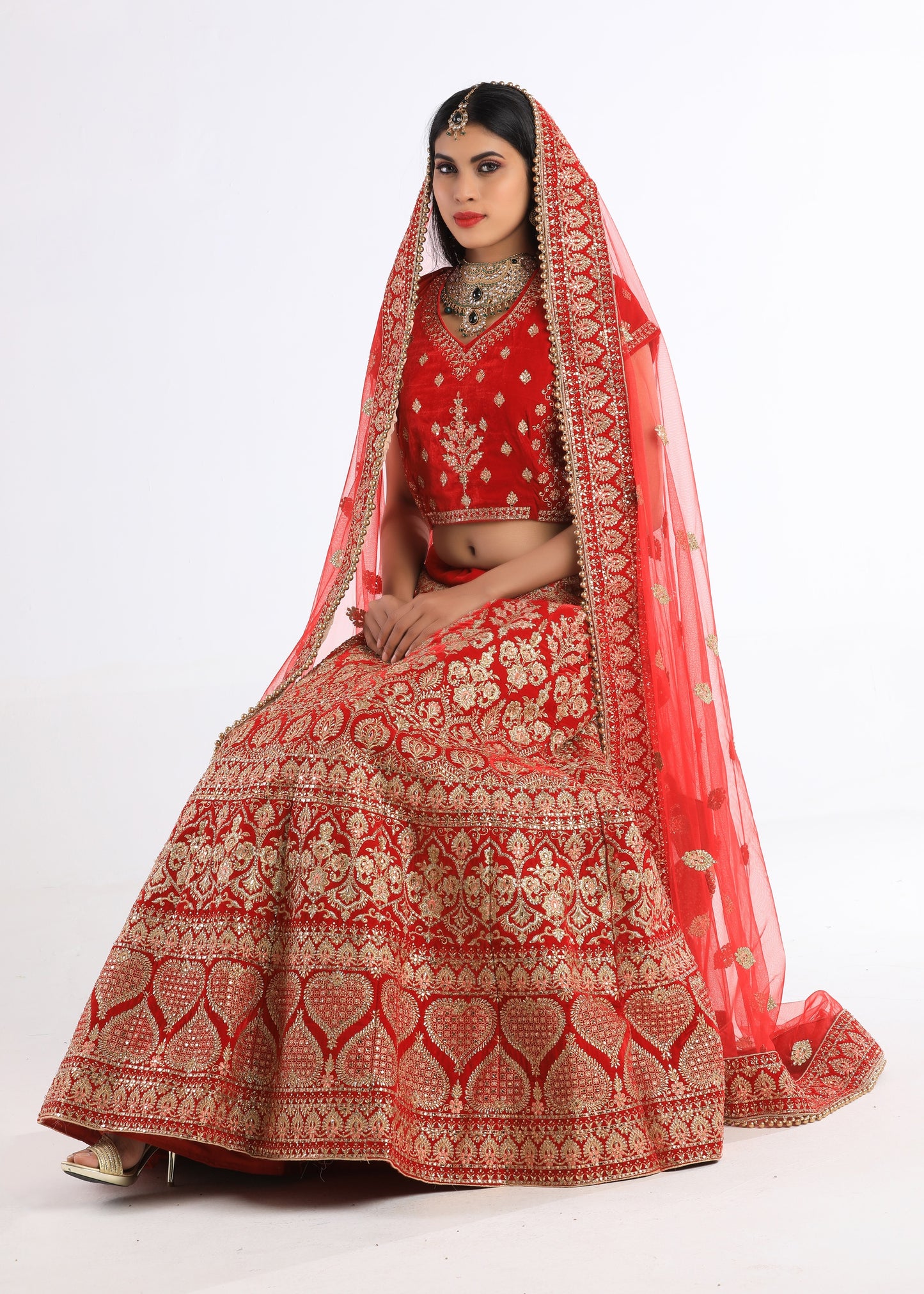 Lekha Red Bridal Lehenga
