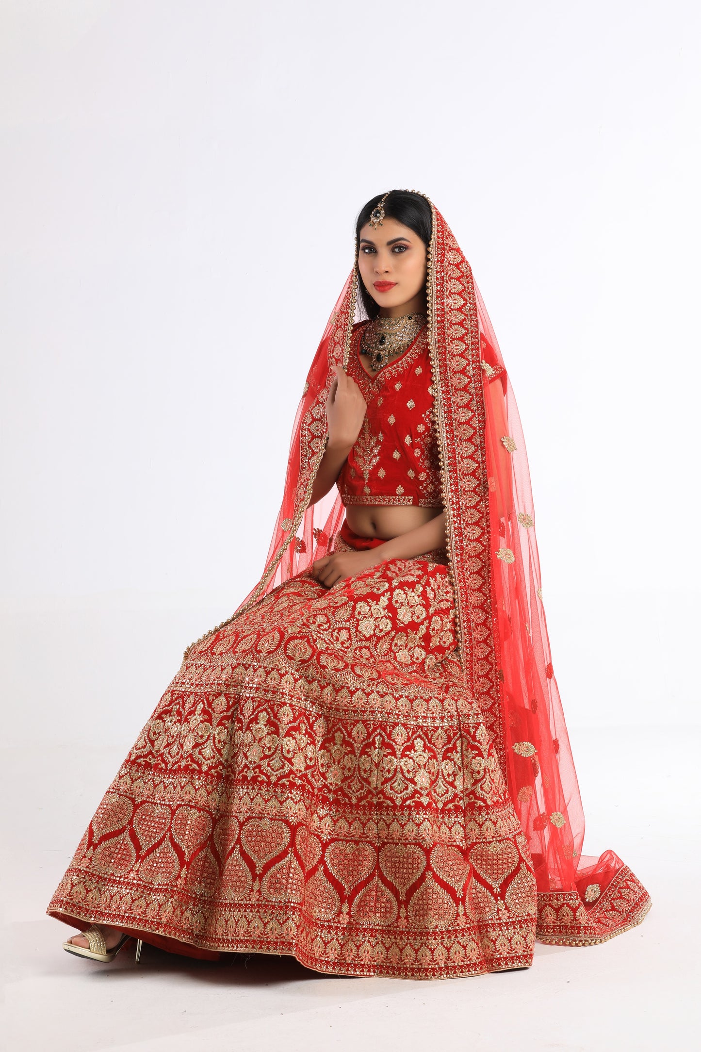 Lekha Red Bridal Lehenga