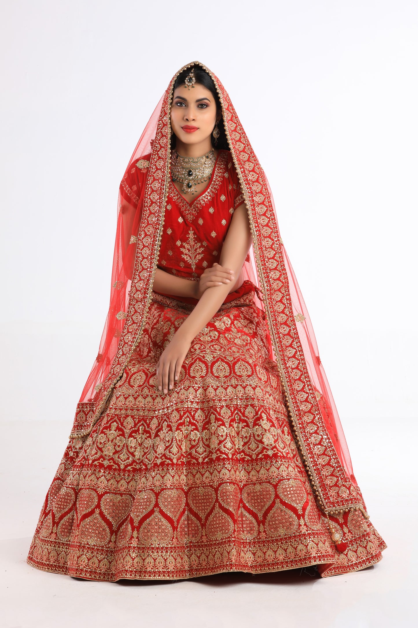 Lekha Red Bridal Lehenga