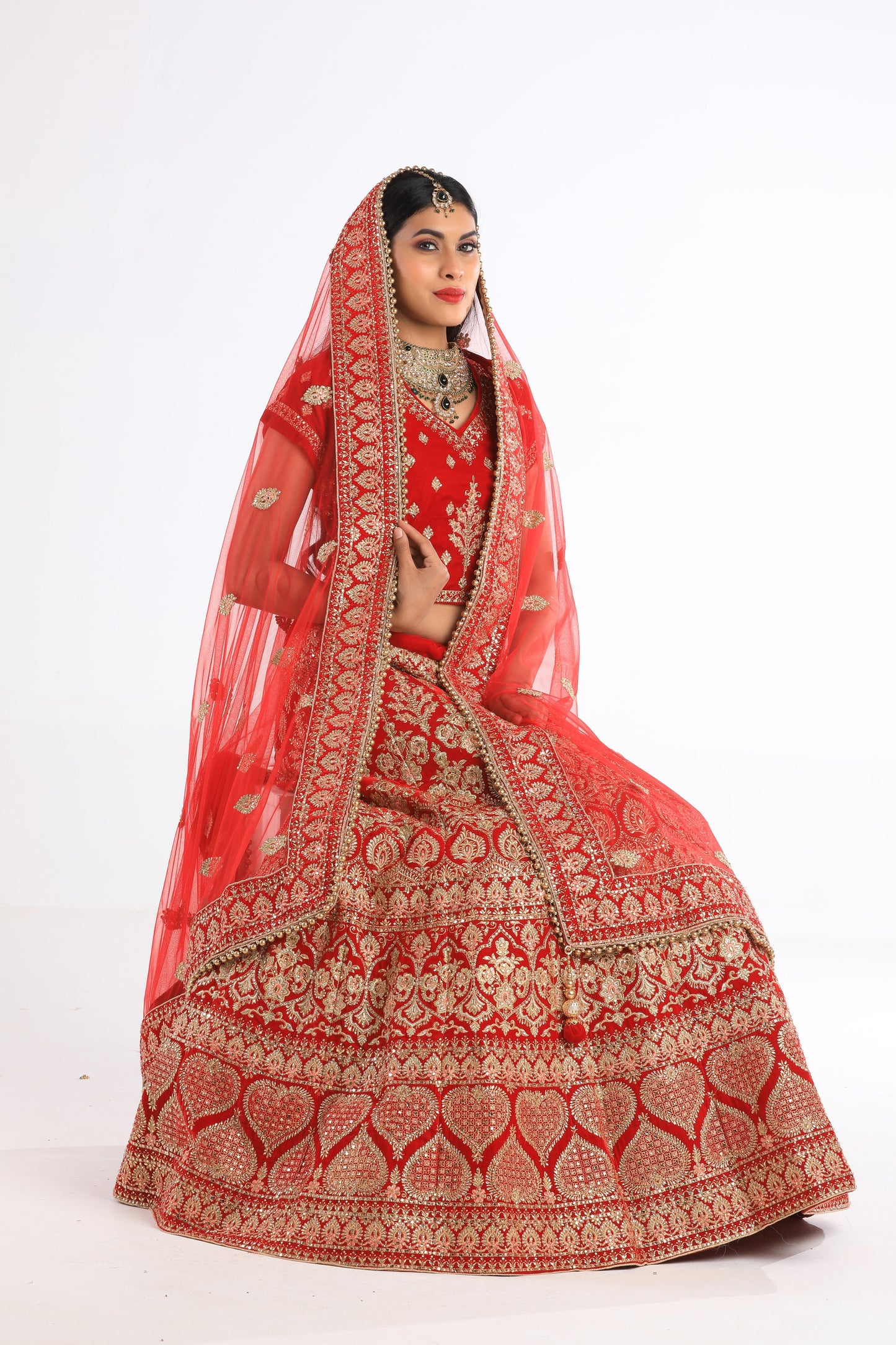 Lekha Red Bridal Lehenga