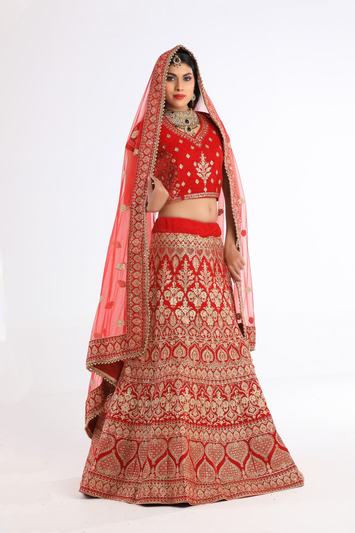 Lekha Red Bridal Lehenga