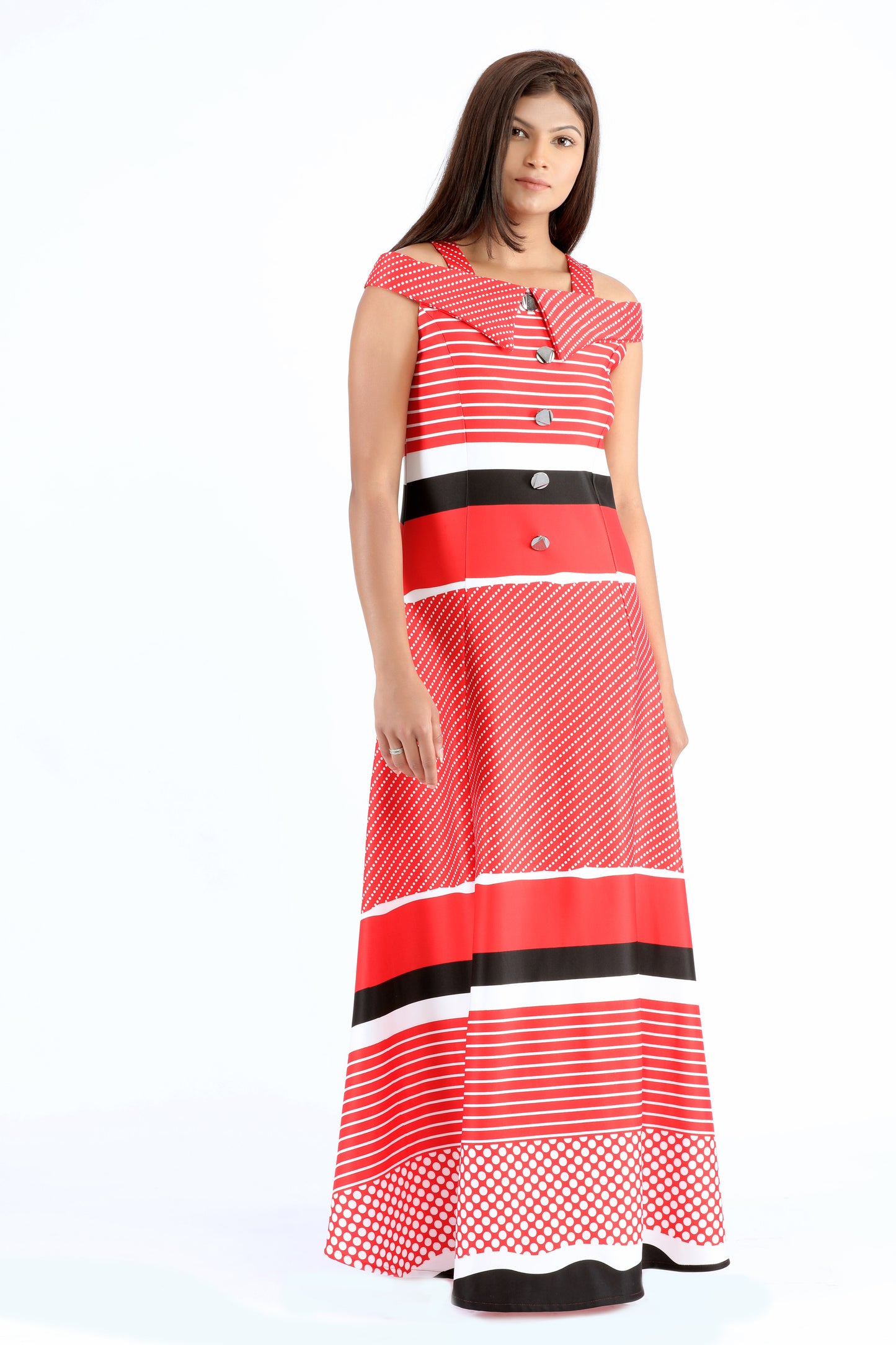 Olivia Red and Black Geometric Dress