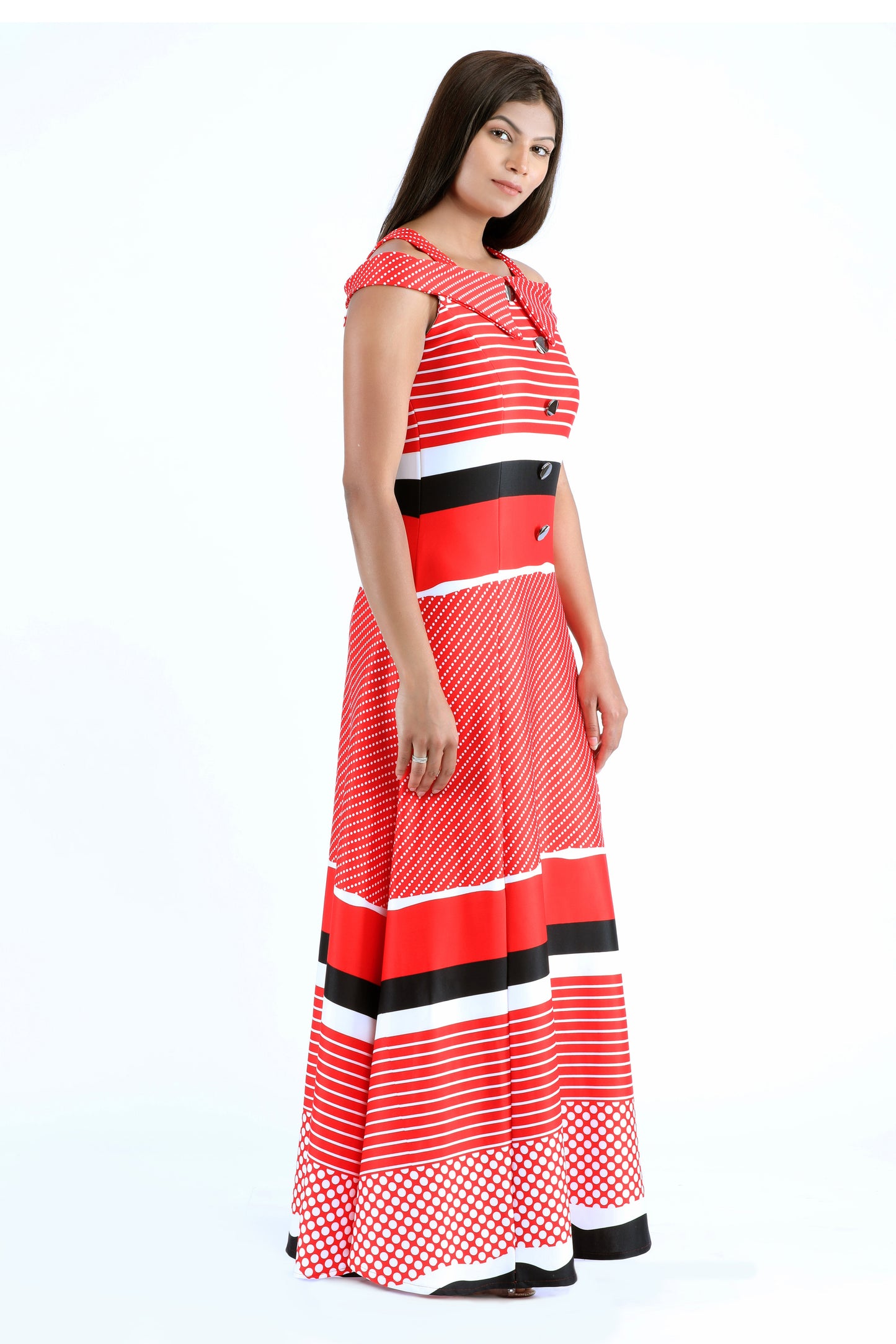 Olivia Red and Black Geometric Dress