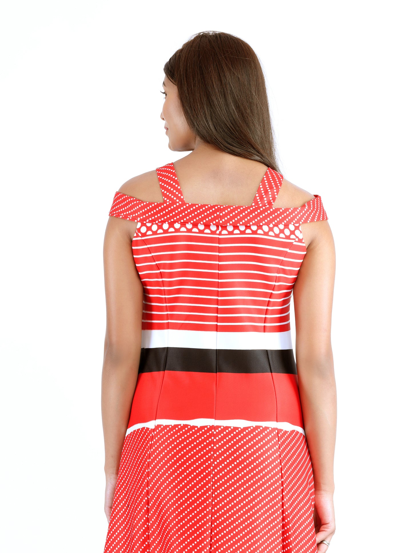 Olivia Red and Black Geometric Dress