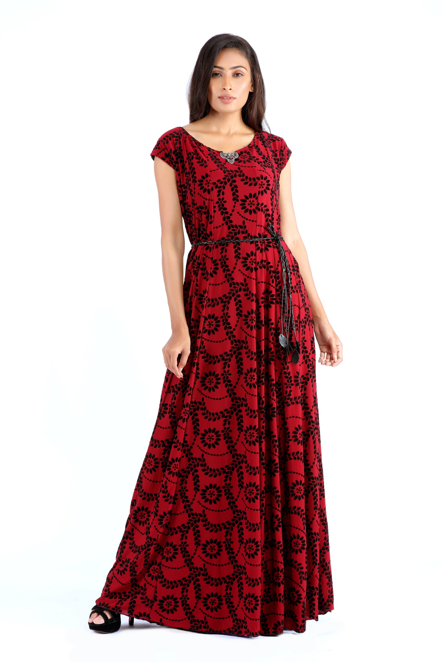 Kushi Red and Black Floral Couture