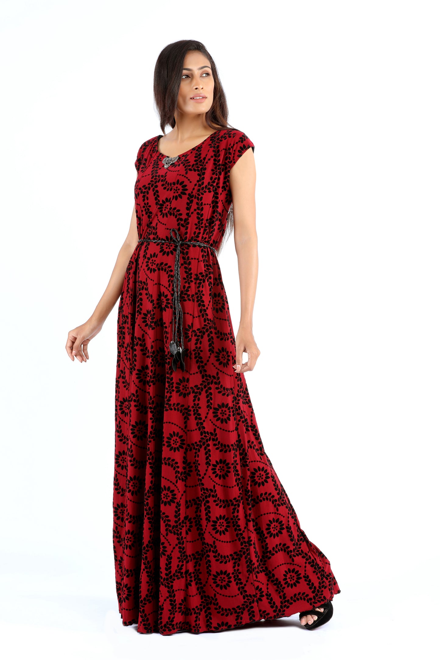 Kushi Red and Black Floral Couture