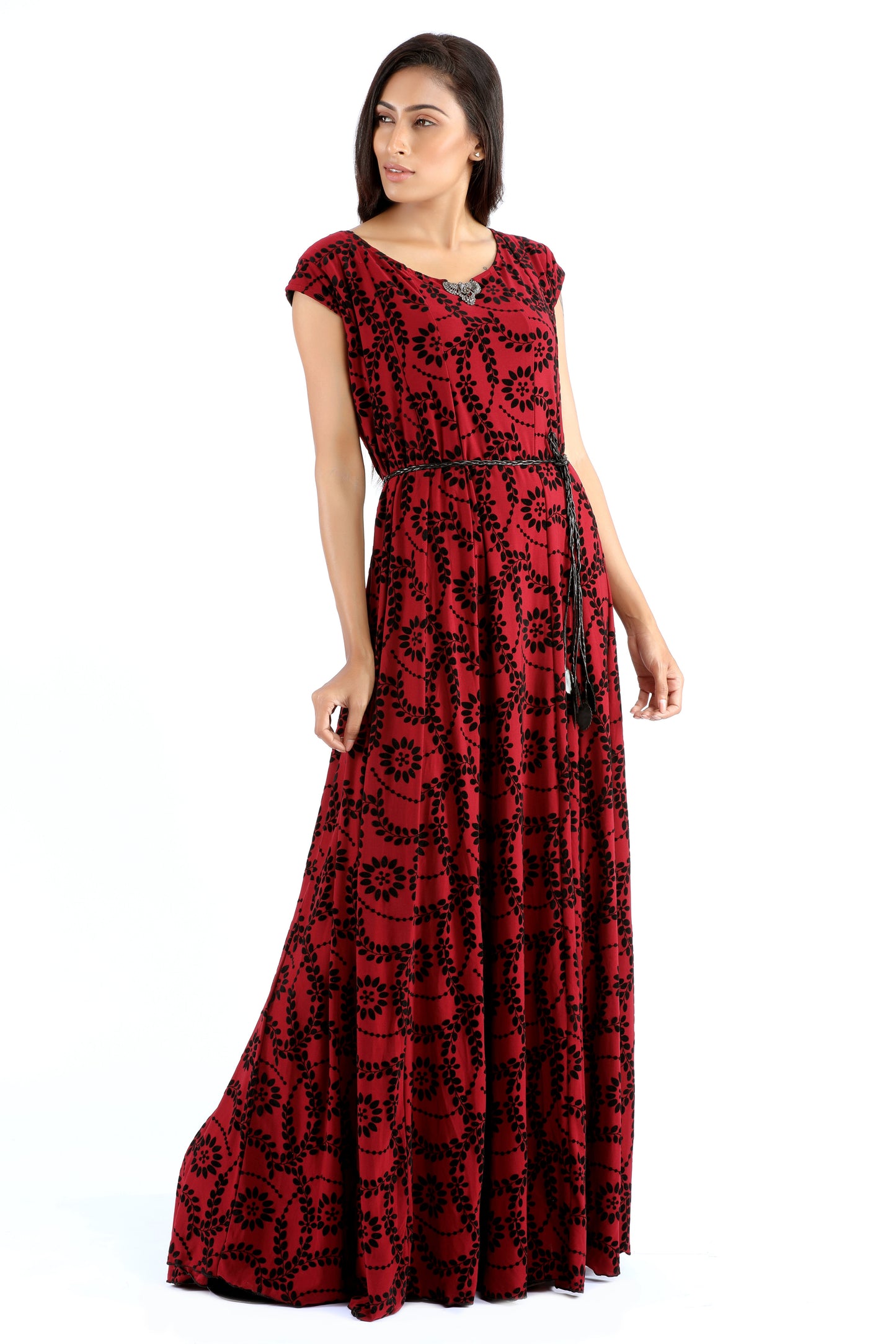 Kushi Red and Black Floral Couture