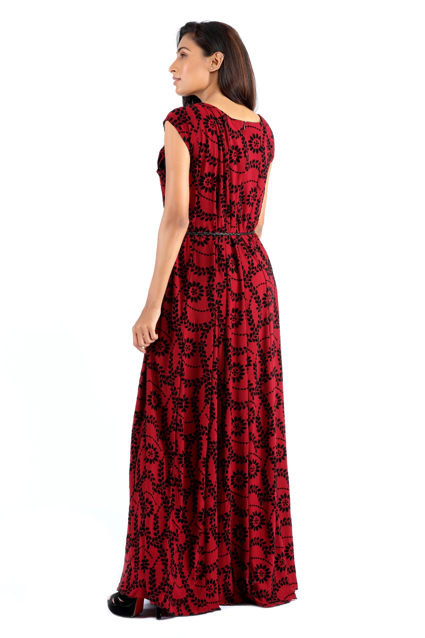 Kushi Red and Black Floral Couture