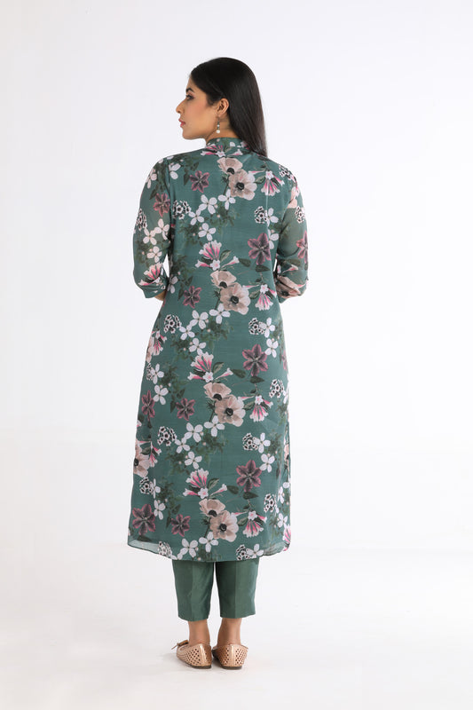 Aria Sea Green Floral Kurta Set