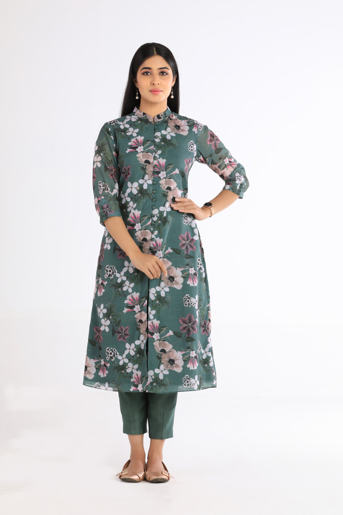 Aria Sea Green Floral Kurta Set