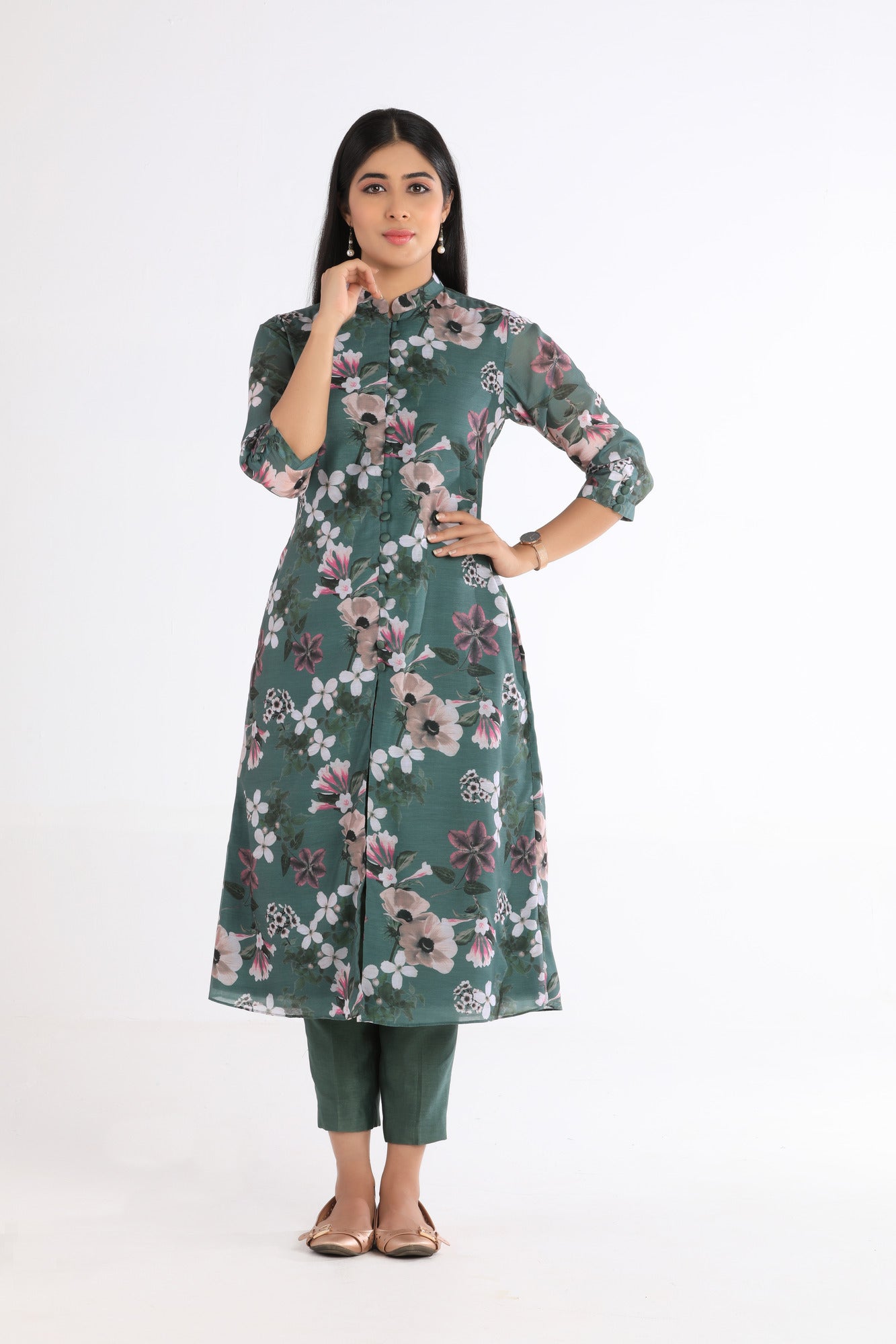 Aria Sea Green Floral Kurta Set