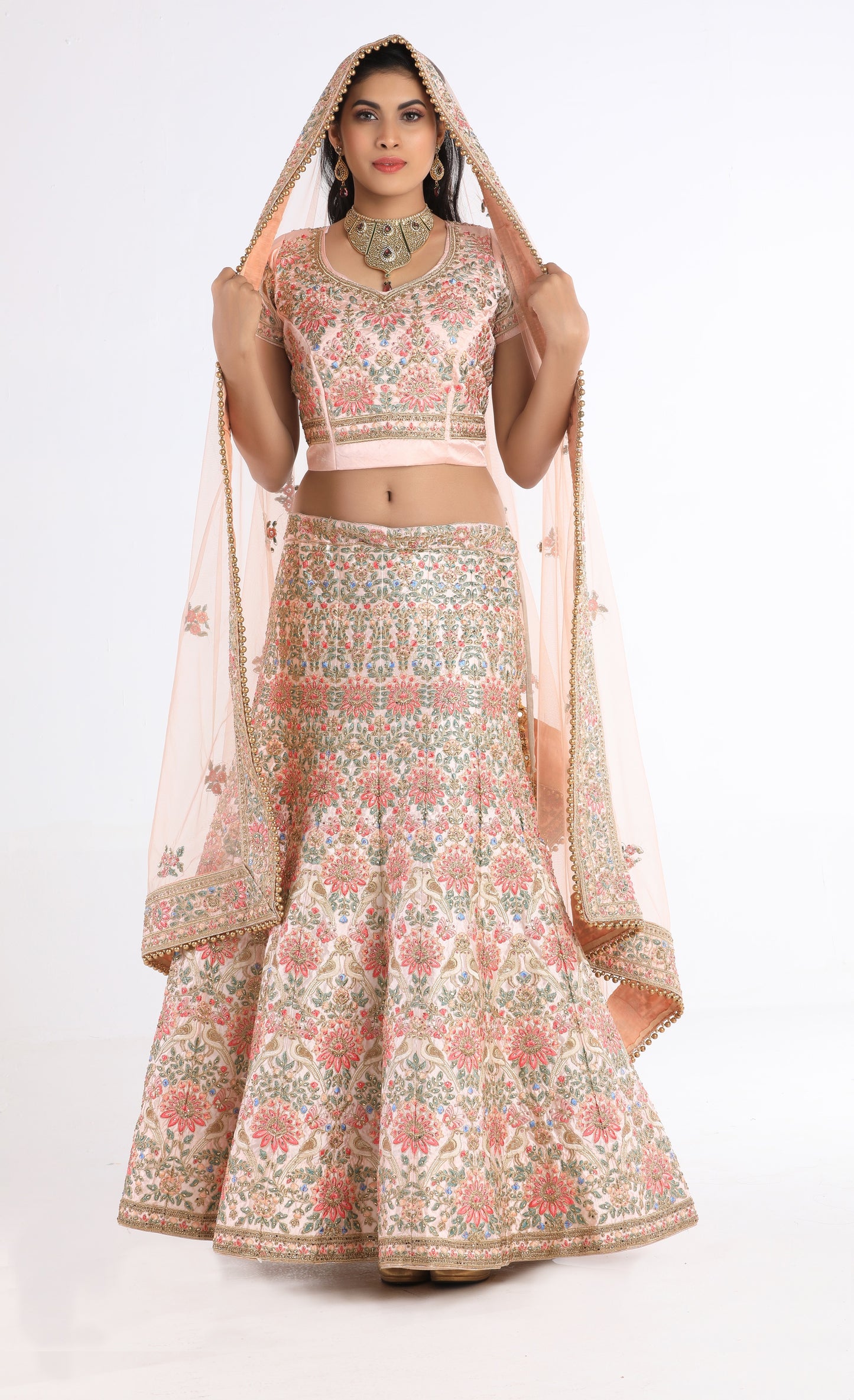 Zarra Blush Pink and White Lehenga