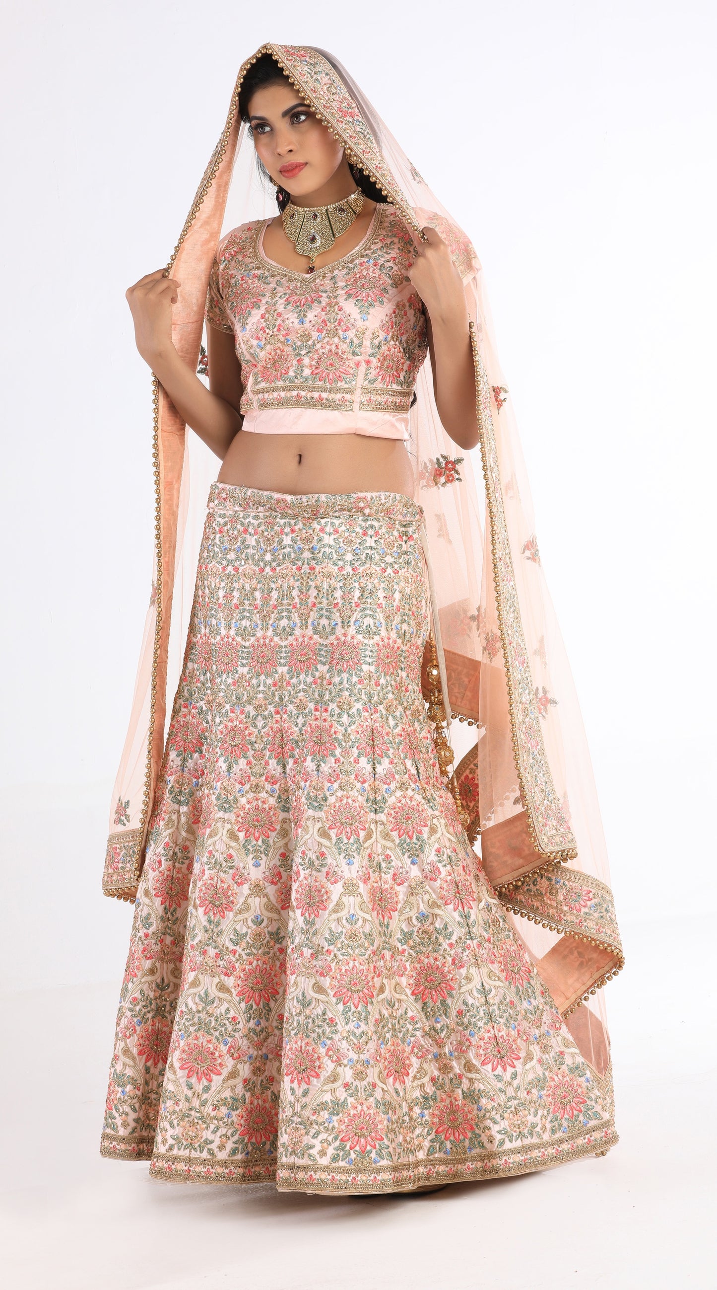 Zarra Blush Pink and White Lehenga