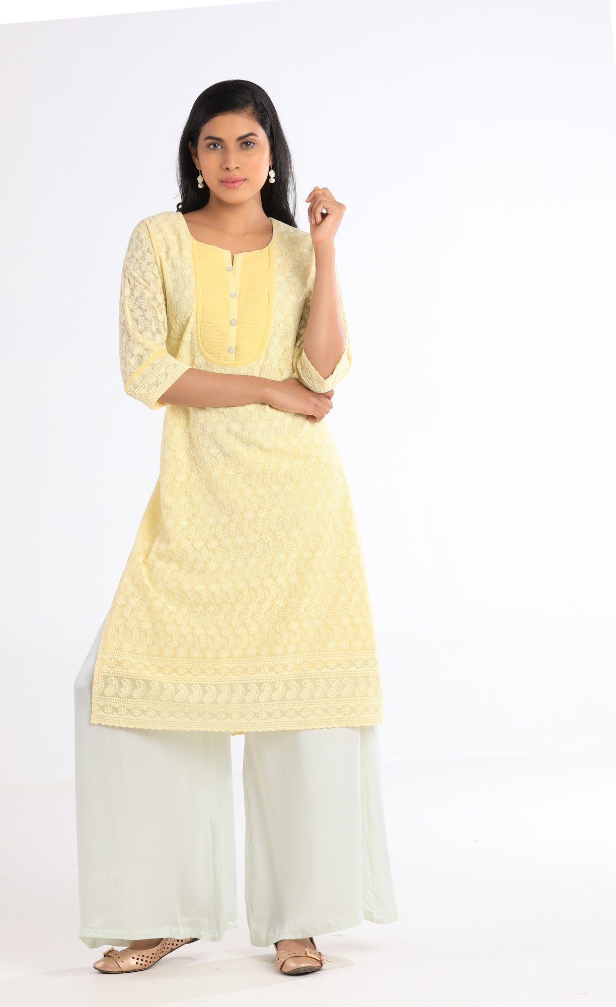 Ishani Yellow Hand Embroidered Kurta